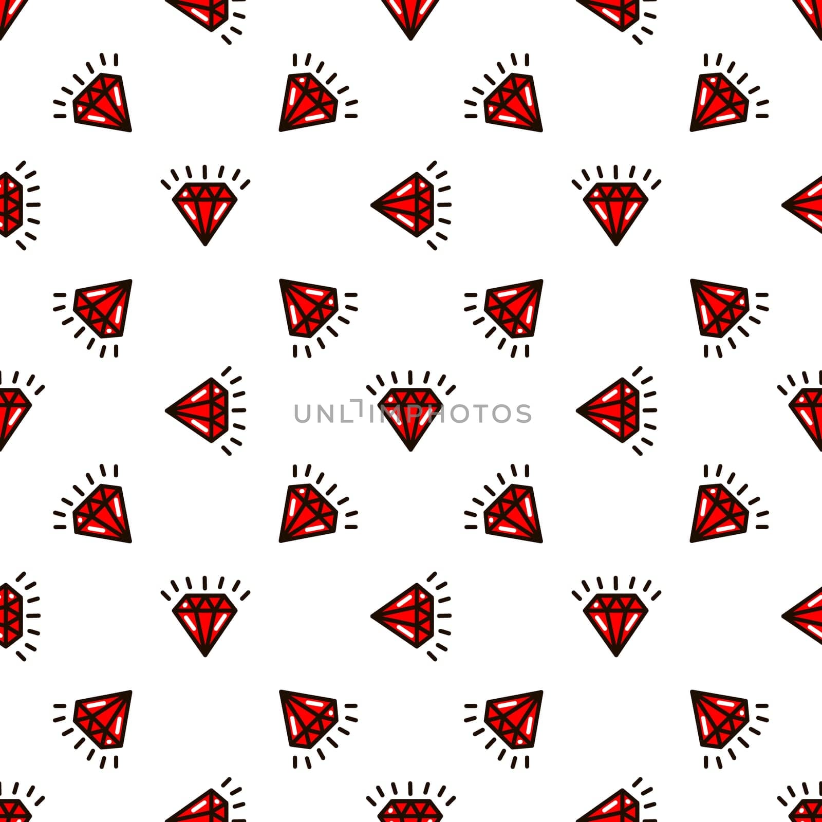 diamonds in the style of old school tattoo seamless pattern illustration in doodle style. Design for textiles, paper, wrappers