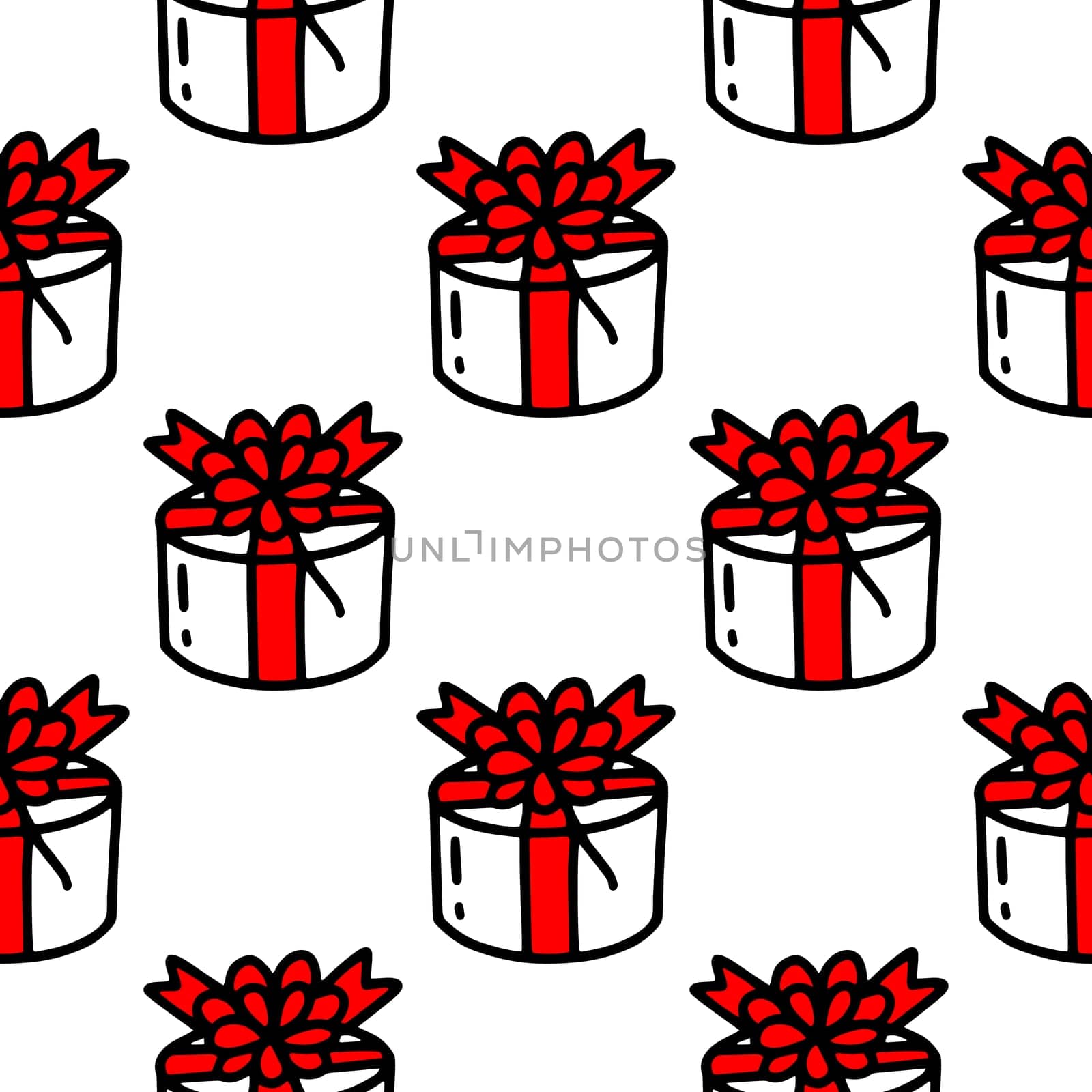Seamless pattern with gift boxes with a bow illustration. Design for Christmas, New Year, holidays