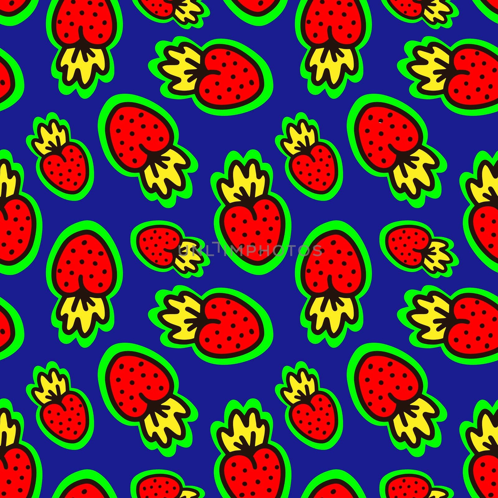 Seamless pattern with cute berries illustration