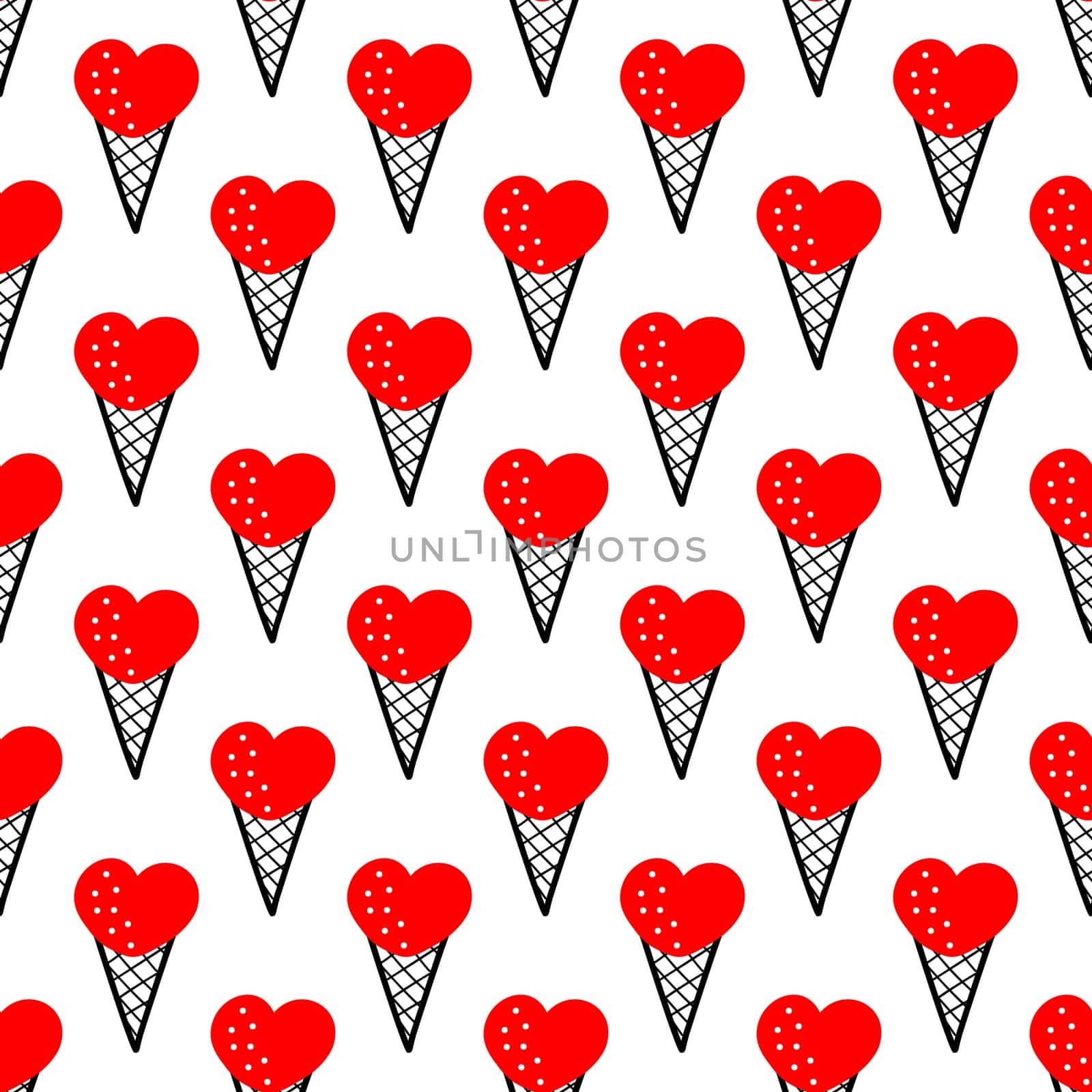 Seamless pattern with various ice cream in the cone. ice cream pattern