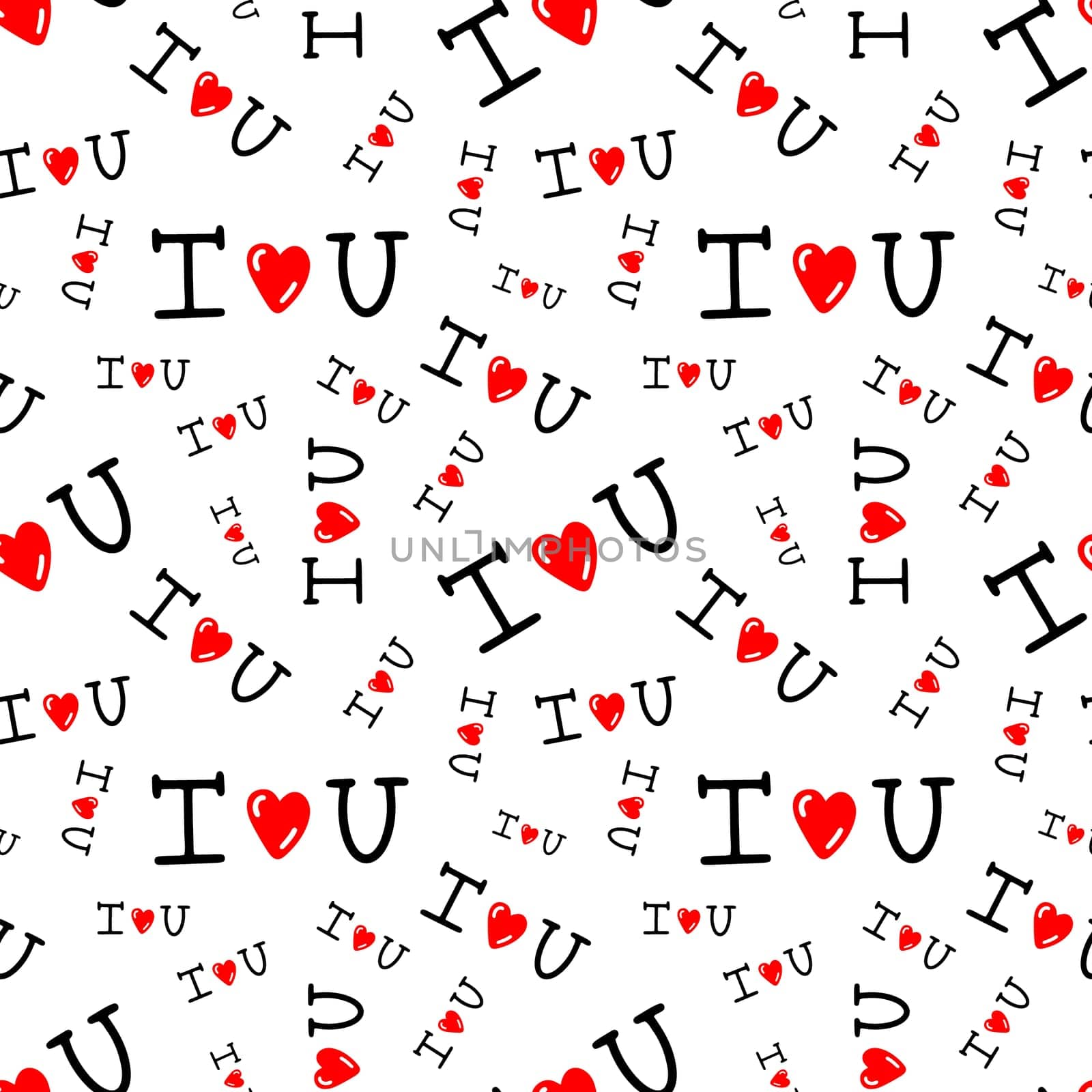 Seamless pattern for Valentine's Day with the inscription I love you. High quality illustration
