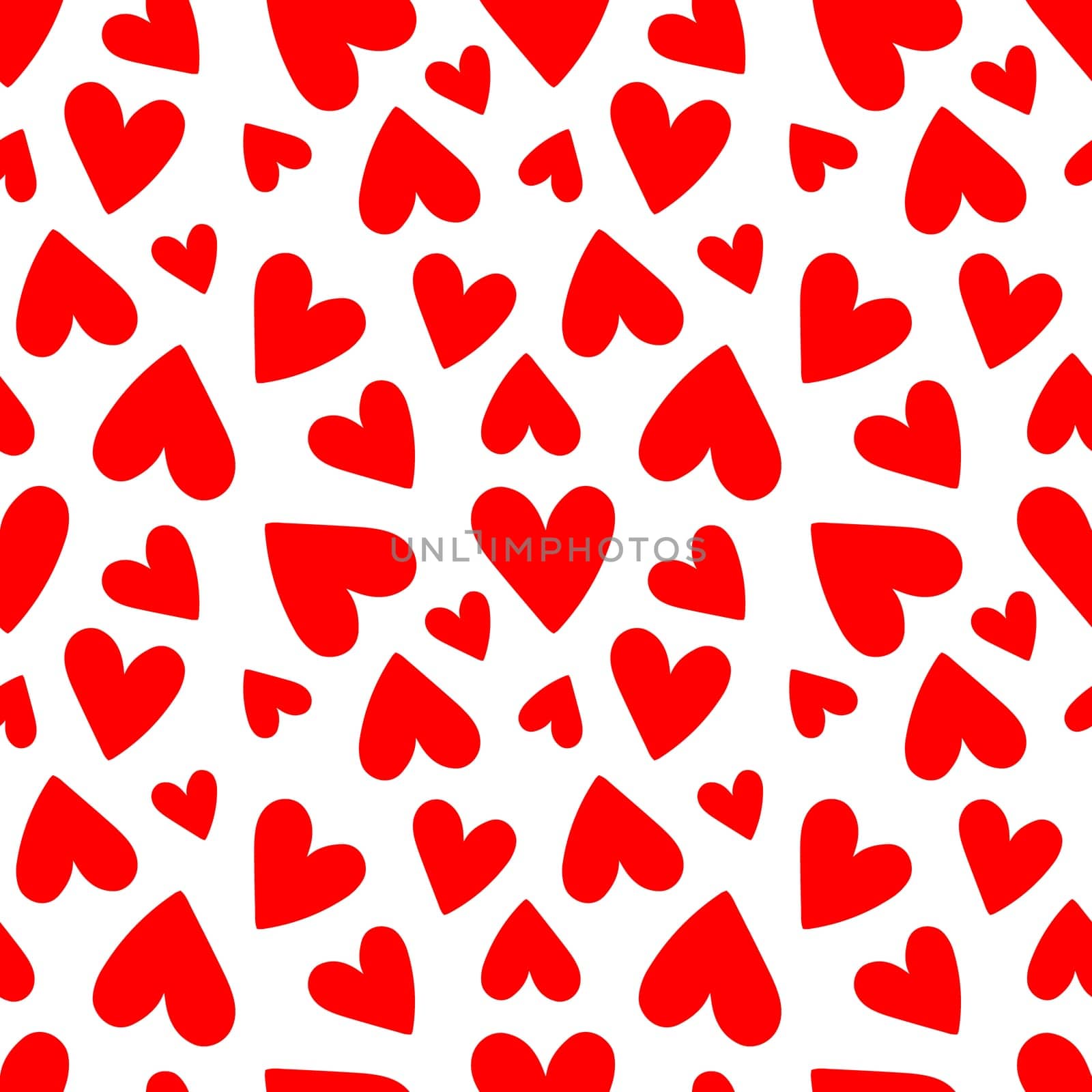 Seamless pattern of hearts on a white background illustration