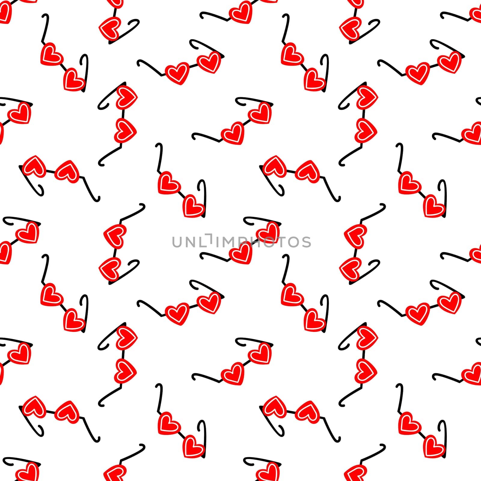 Seamless background with heart-shaped glasses. Pattern for Valentines Day illustration
