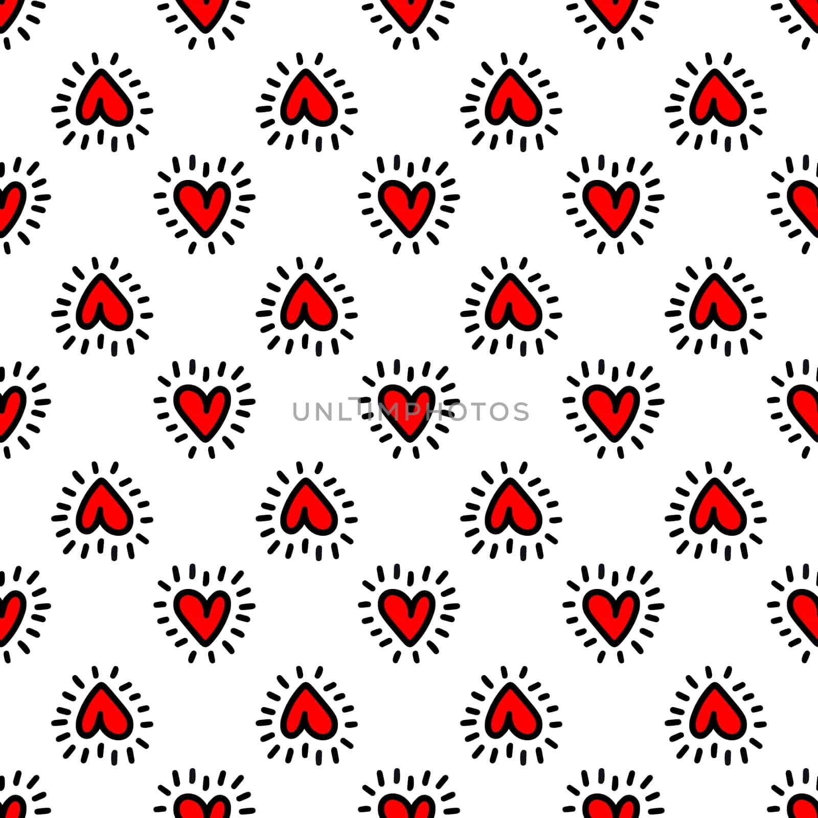 Seamless pattern of hearts on a white background illustration