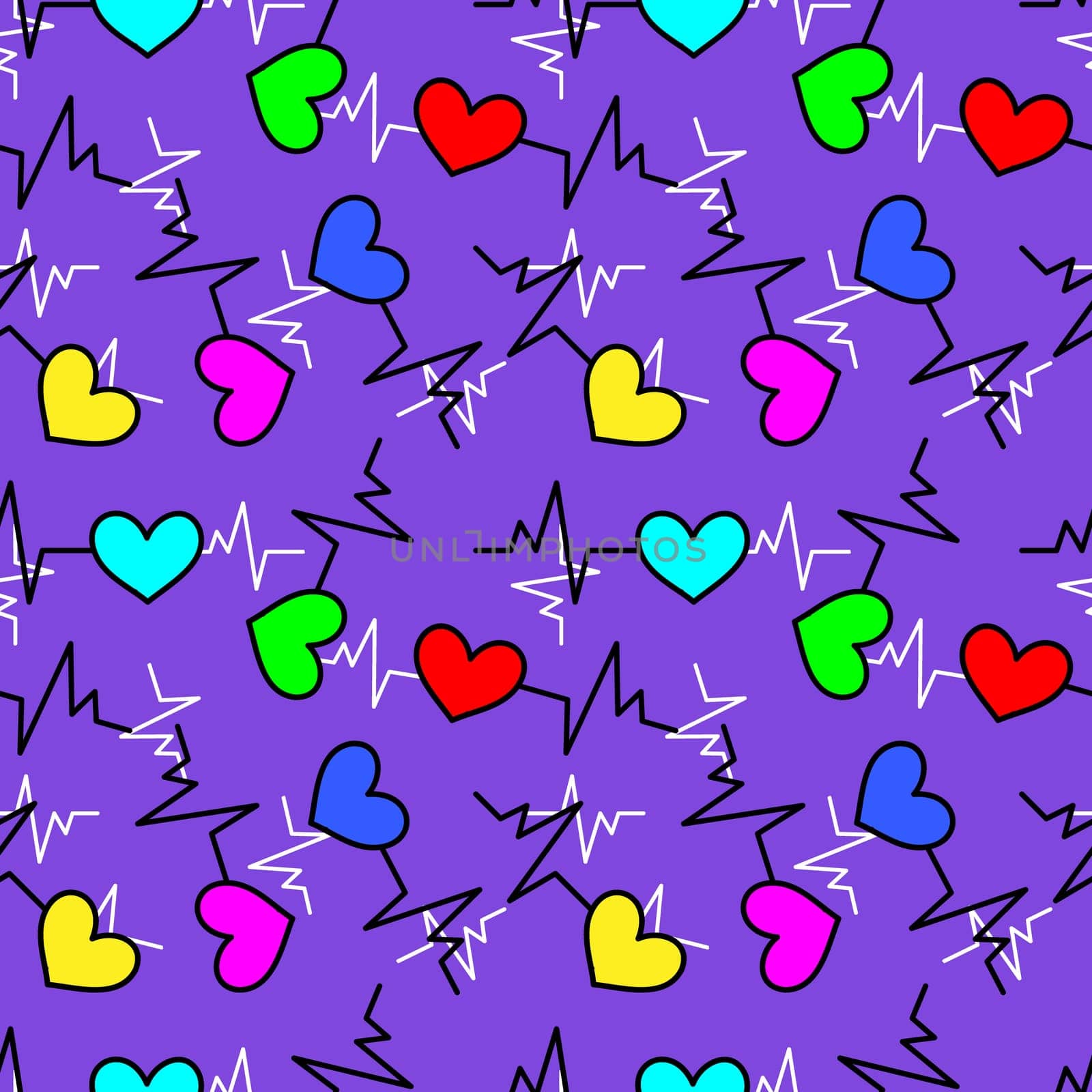 Seamless background with heartbeat symbol illustration