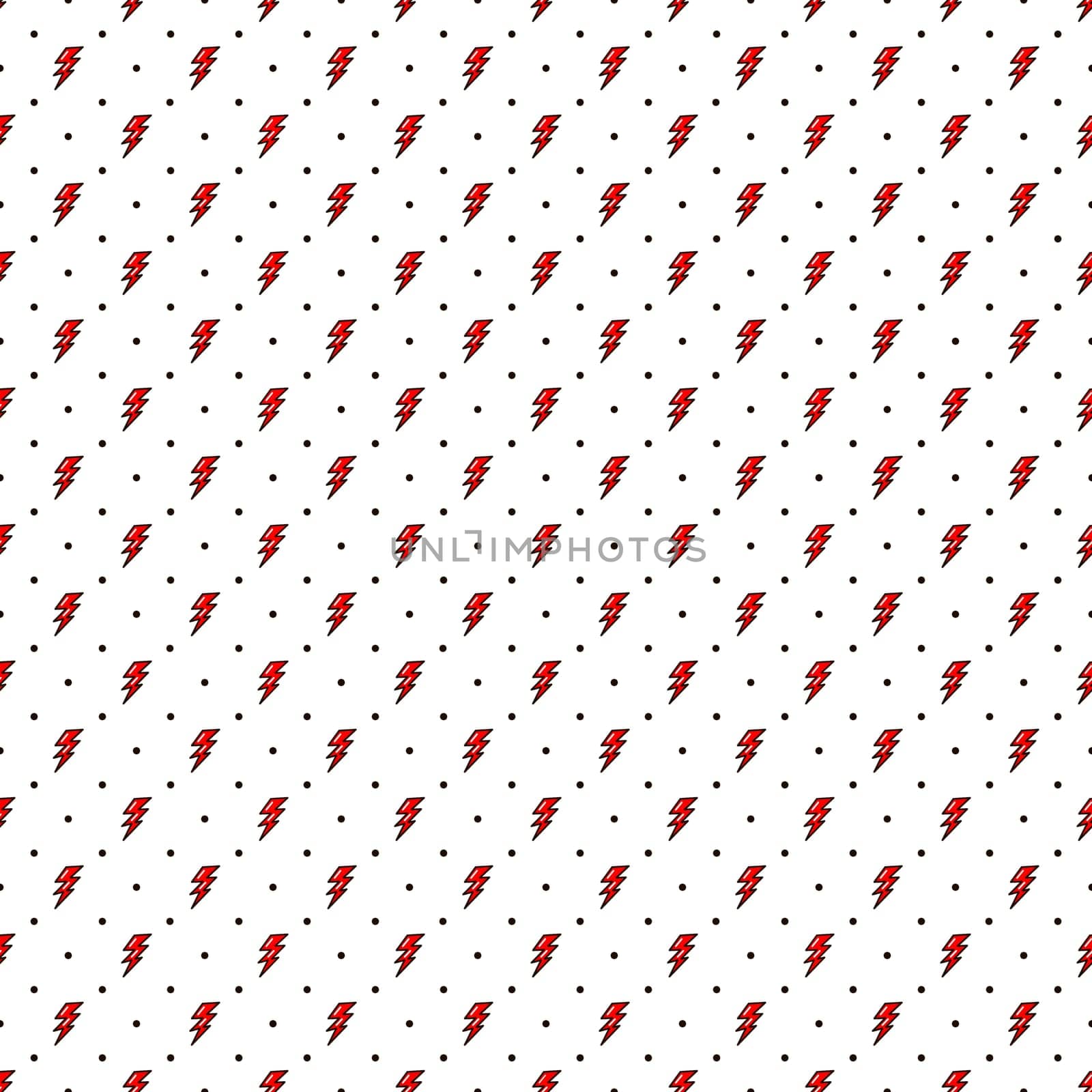 Lightning seamless pattern. Red Lightning in the old school style illustration
