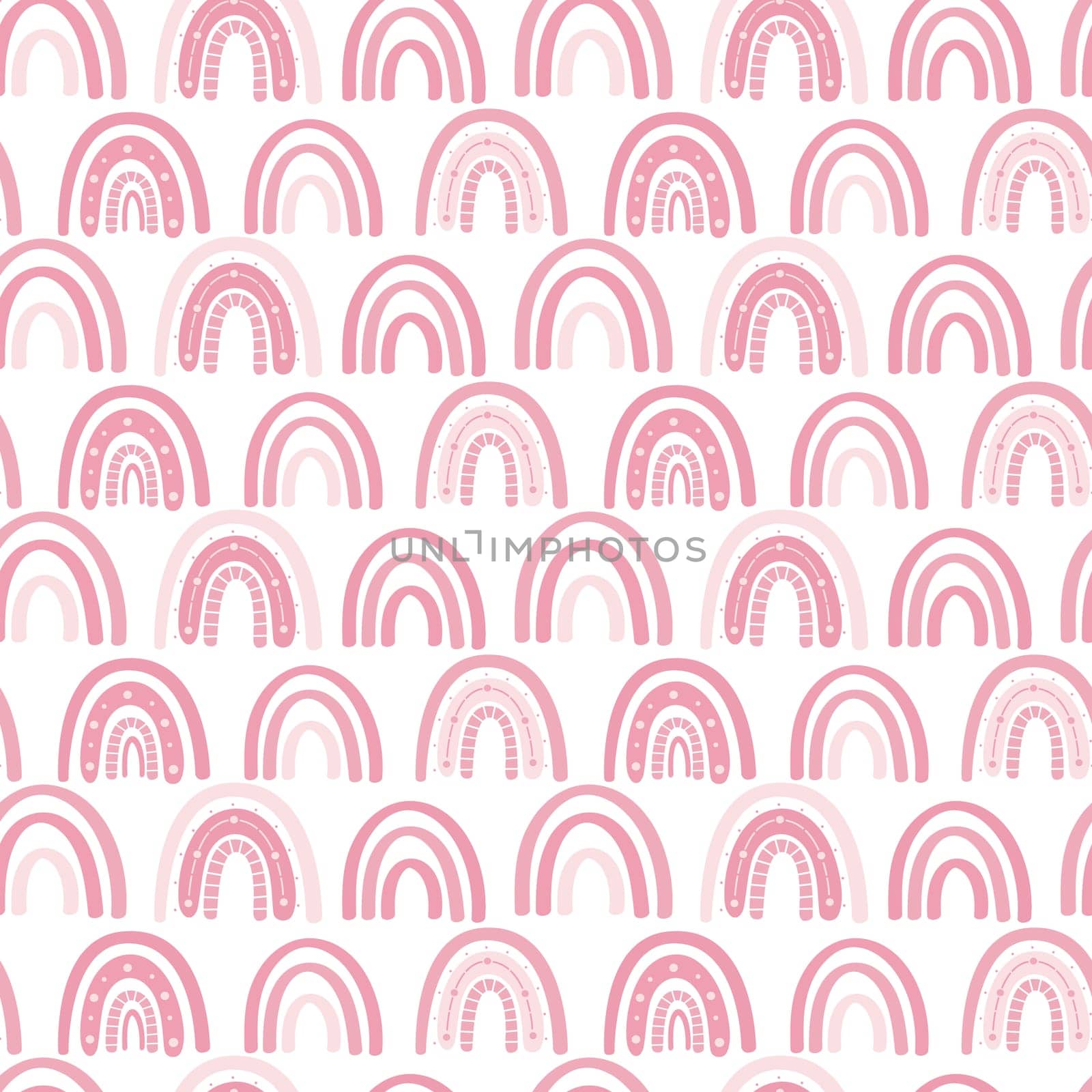 Cute rainbow and dragonfly seamless pattern. Scandinavian pattern in muted pastel colors. Hand-drawn illustration. Design for textiles, packaging, wrappers