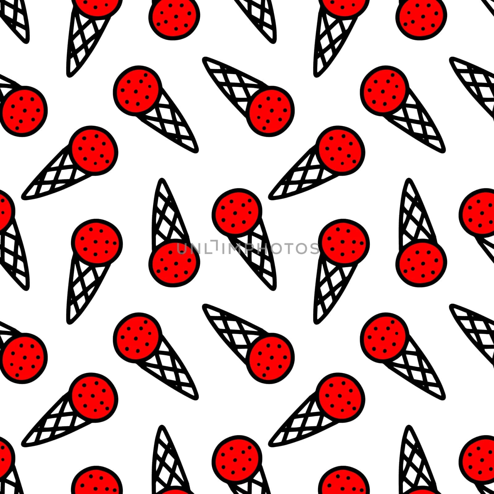 Seamless pattern with various ice cream in the cone. ice cream pattern