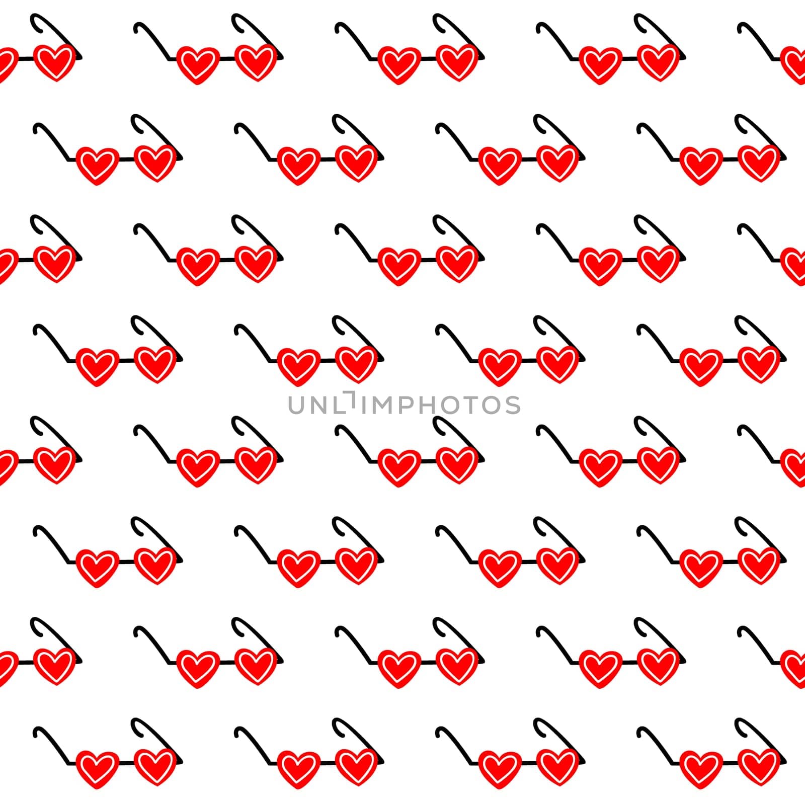 Seamless background with heart-shaped glasses. Pattern for Valentines Day illustration