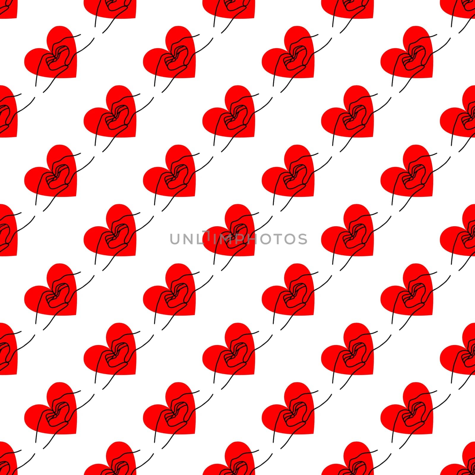 Seamless background with a heart in the shape of hands.Valentines Day Design illustration