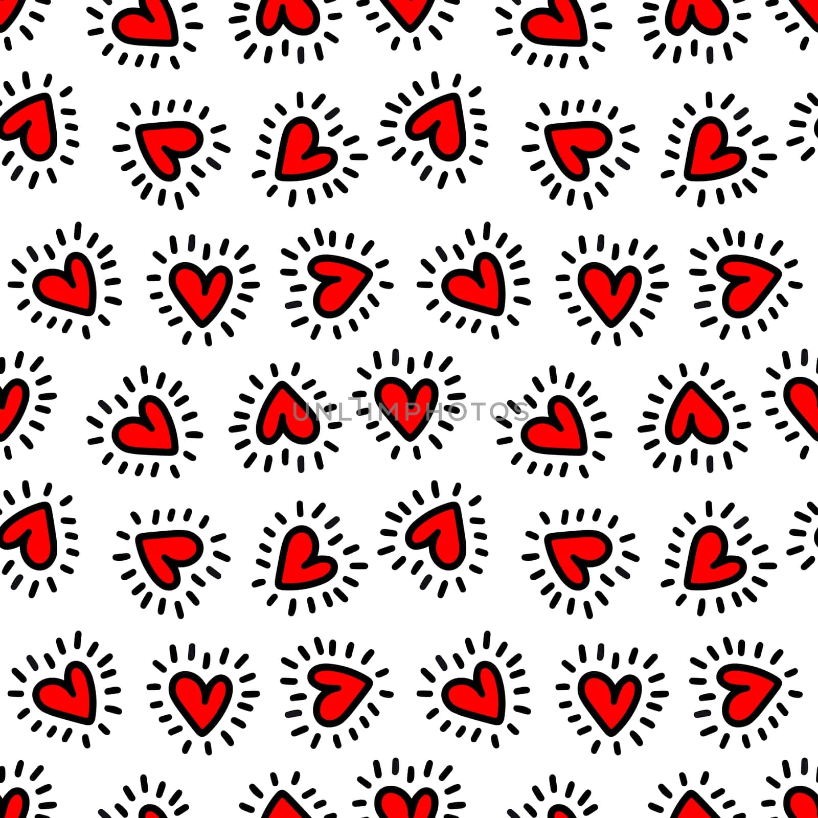 Seamless pattern of hearts on a white background illustration