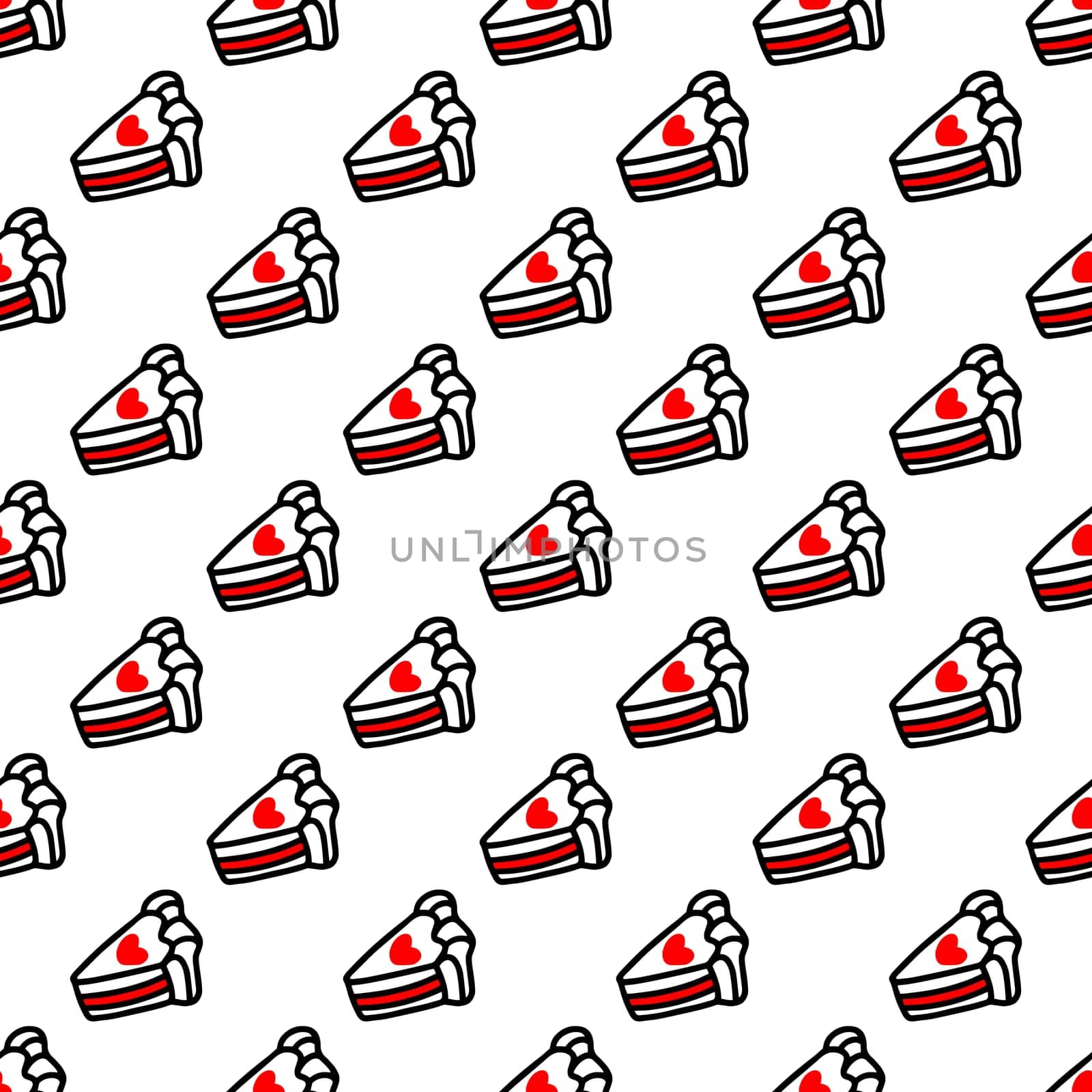 Seamless pattern with Cupcakes with hearts illustration. Design for Valentines Day
