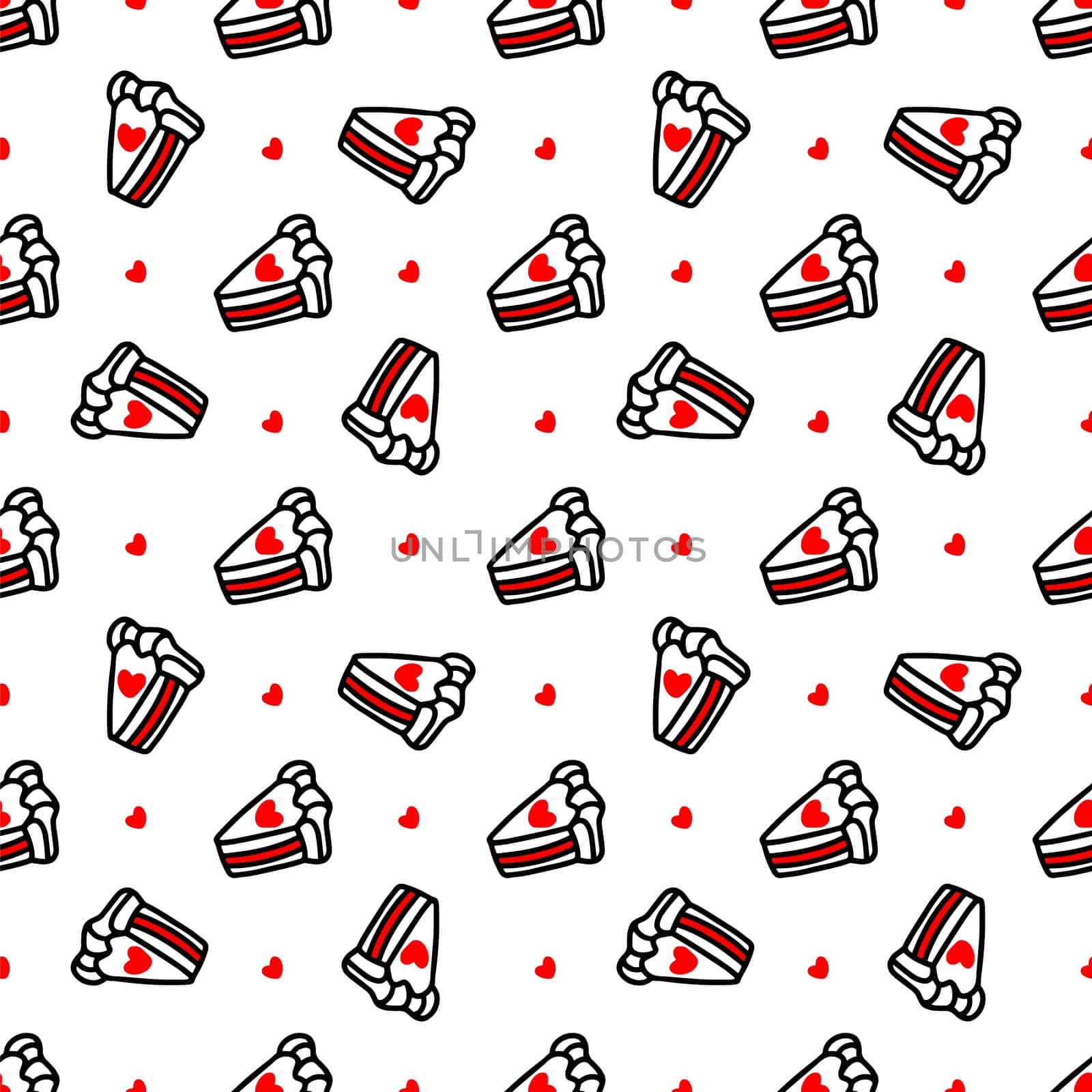 Seamless pattern with Cupcakes with hearts illustration. Design for Valentines Day