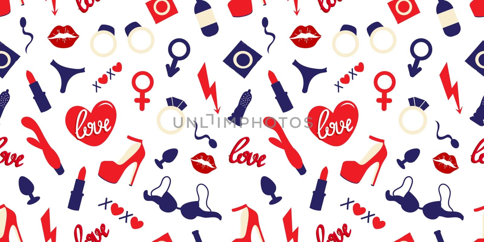 seamless background with Adult sex toys.Vector illustration. Valentines day design