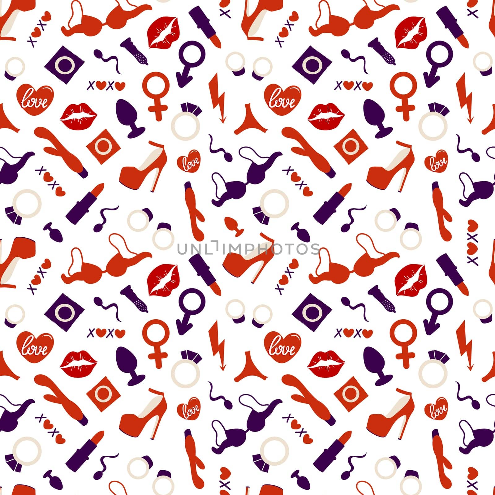 seamless background with Adult sex toys.Vector illustration. Valentines day design