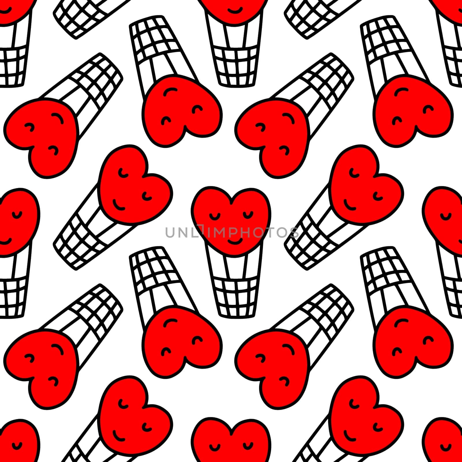 Seamless pattern with heart-shaped balloons illustration in doodle style.design for Valentines day
