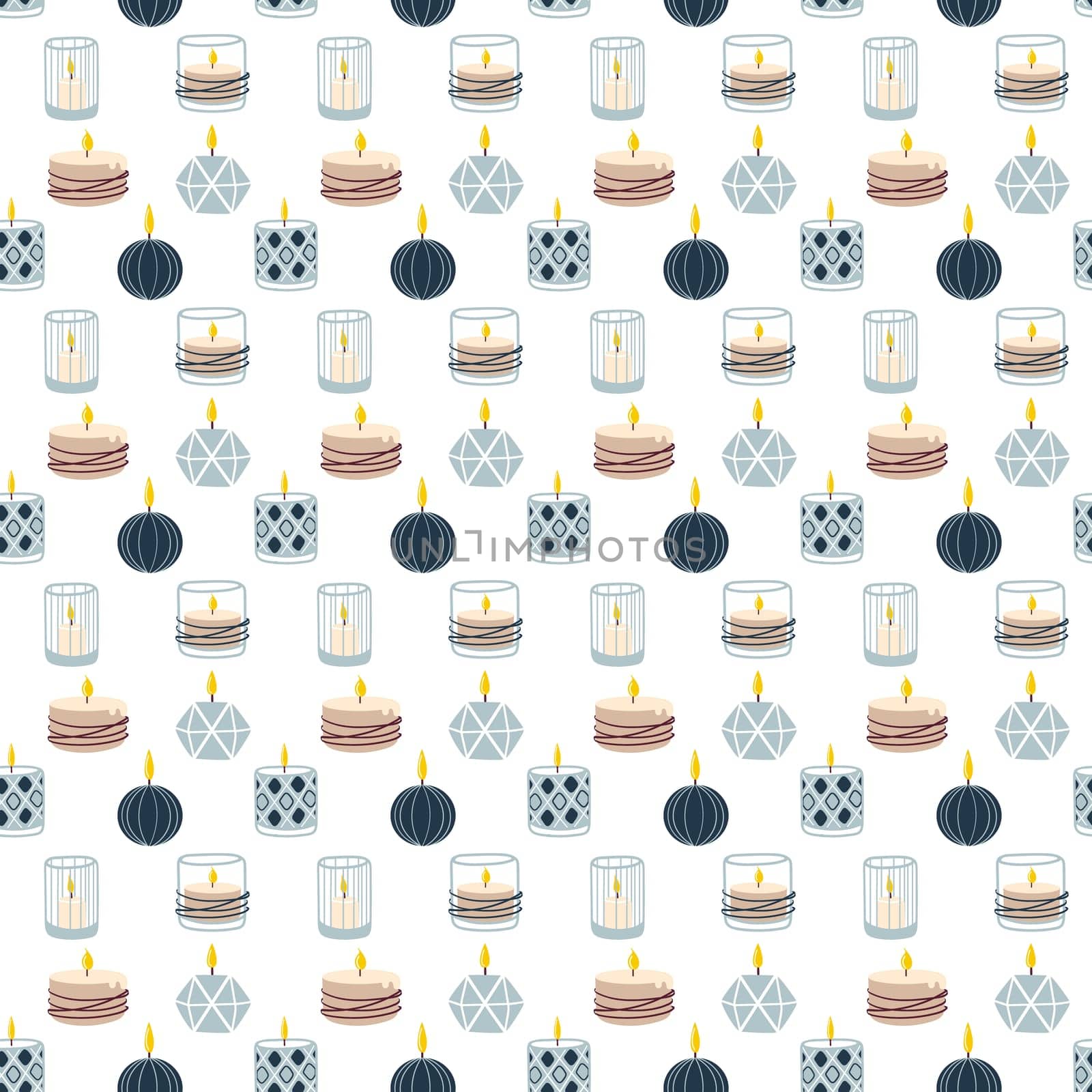 Scented burning candles seamless pattern.Design for printing, textiles, wrappers.