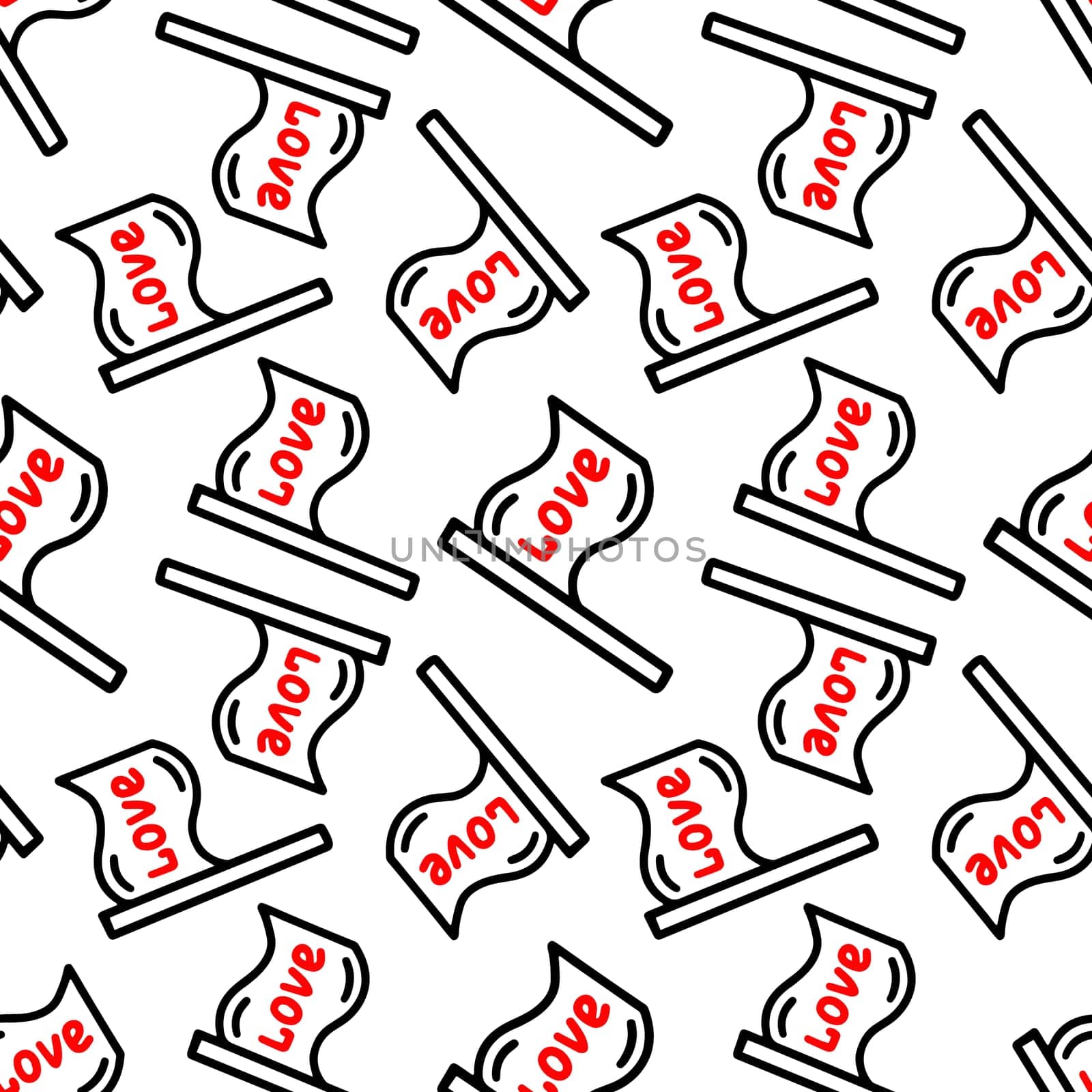 Seamless pattern with love flag illustration in doodle style