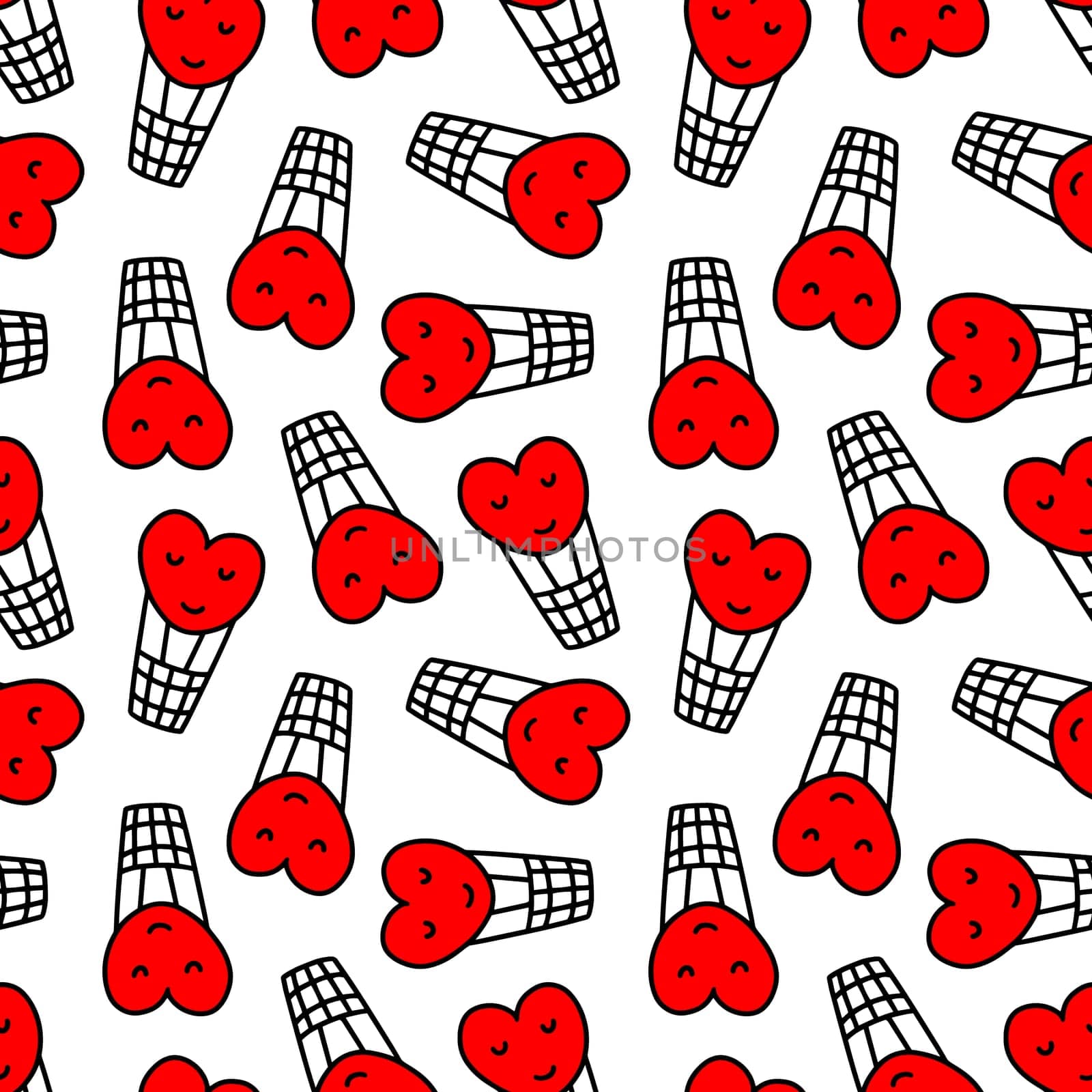Seamless pattern with heart-shaped balloons illustration in doodle style.design for Valentines day