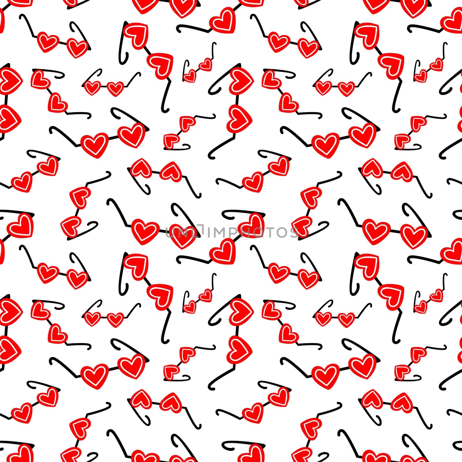 Seamless background with heart-shaped glasses. Pattern for Valentines Day illustration