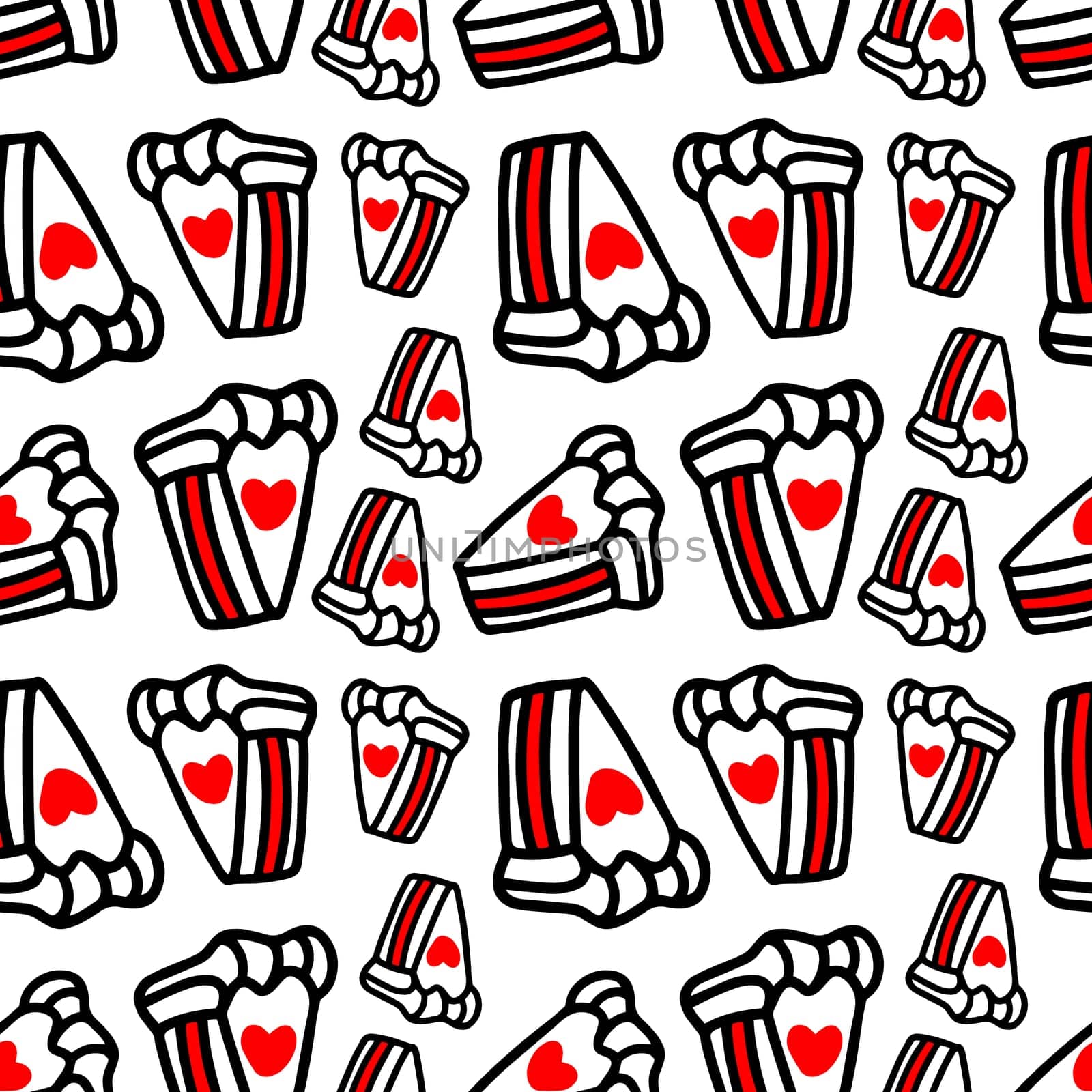 Seamless pattern with Cupcakes with hearts illustration. Design for Valentines Day