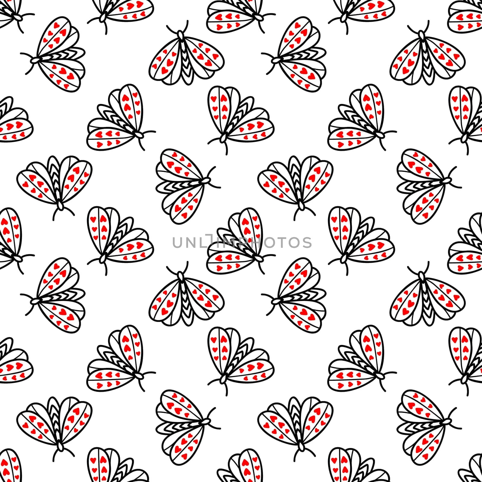 monochrome seamless background with butterflies illustration