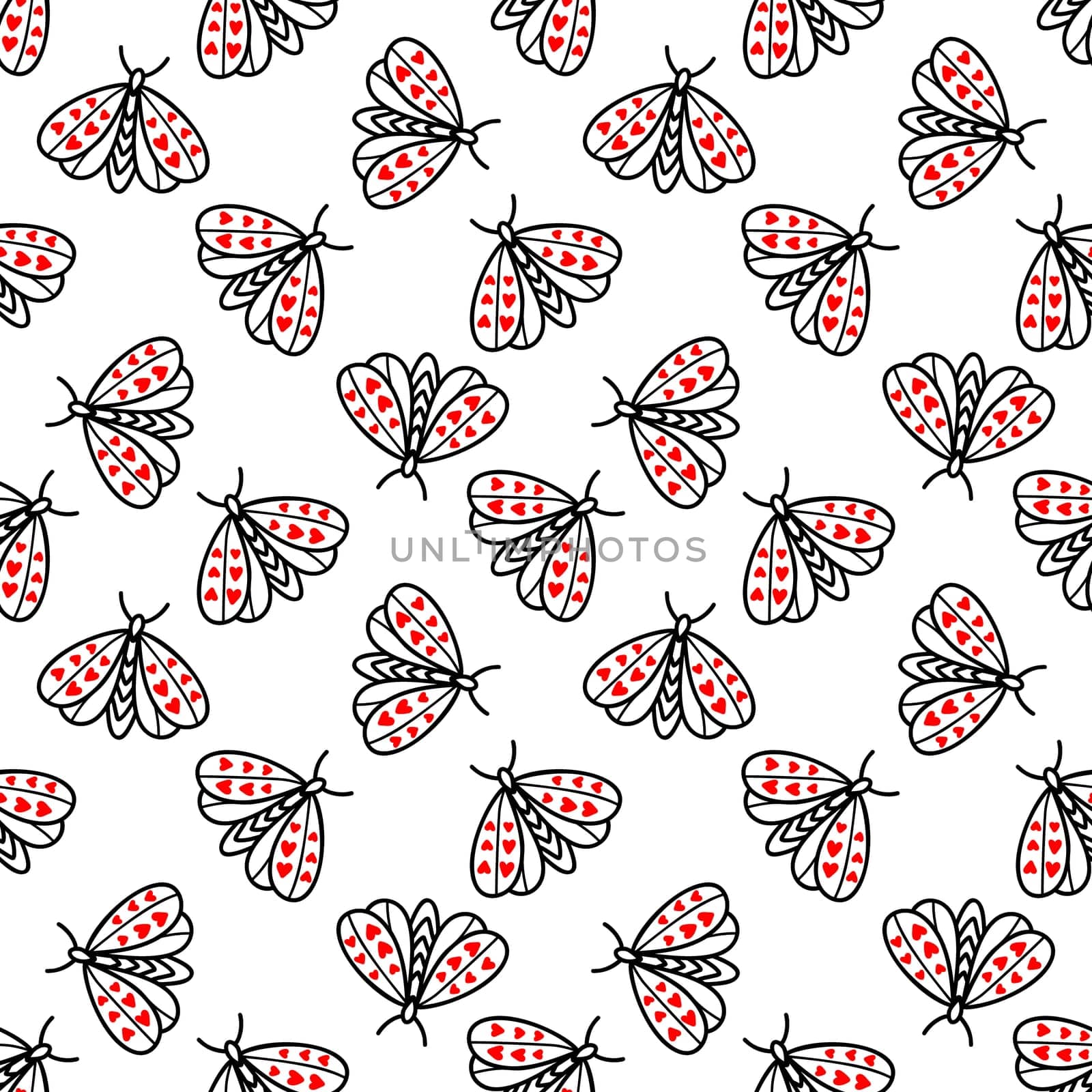 monochrome seamless background with butterflies illustration