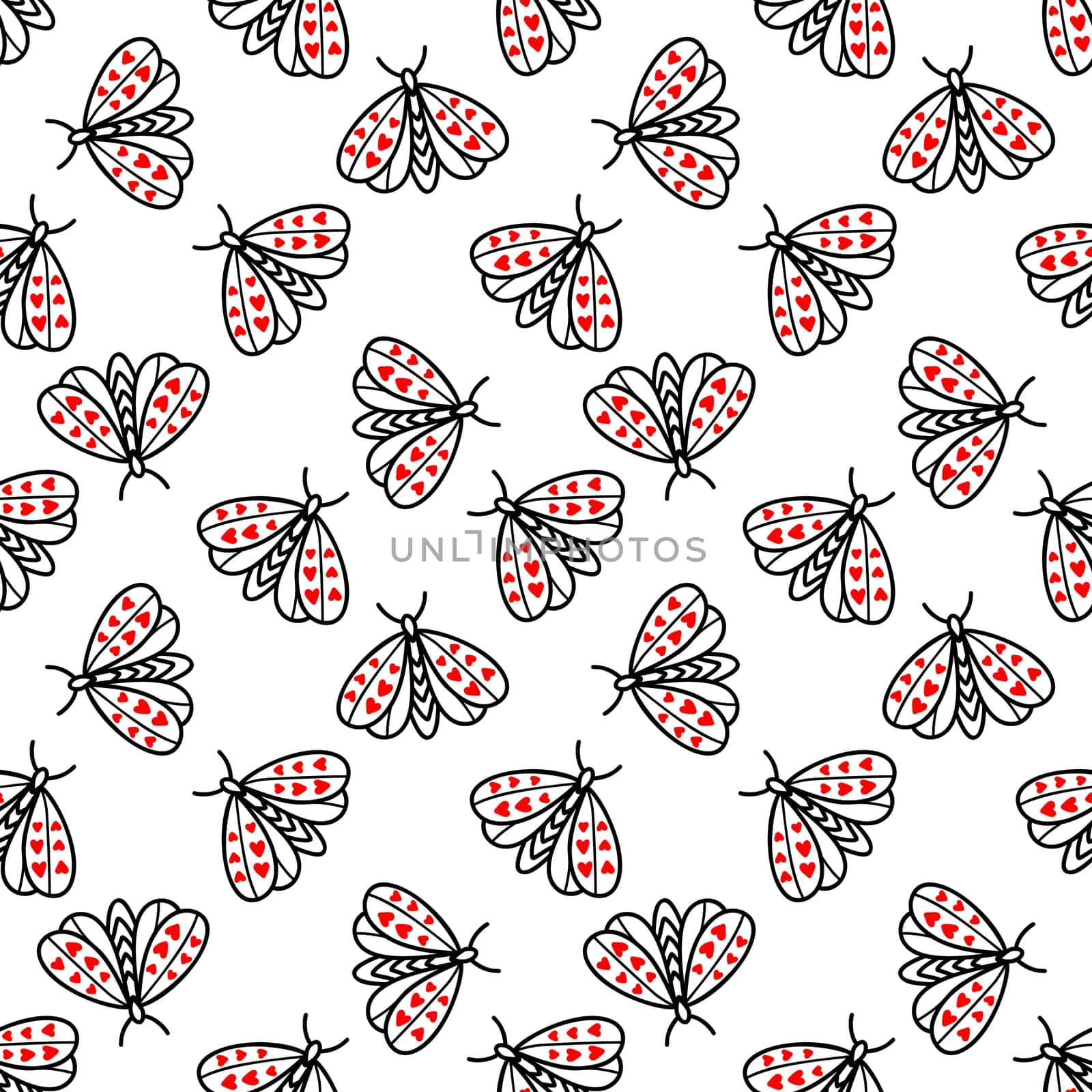monochrome seamless background with butterflies illustration