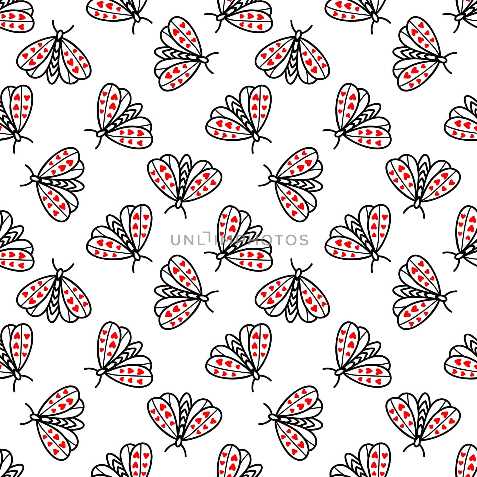 monochrome seamless background with butterflies illustration