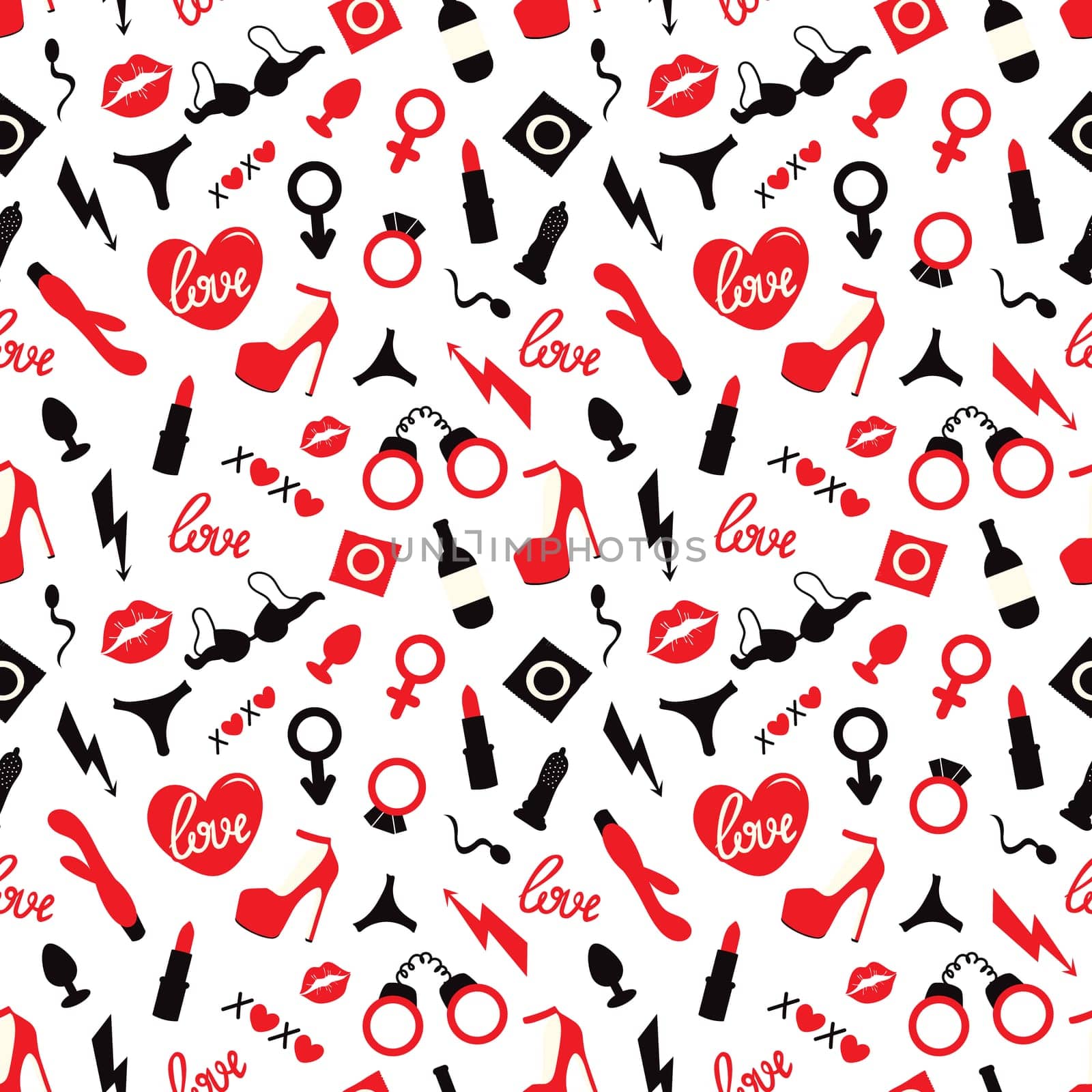 seamless background with Adult toys.Sex pattern illustration. Valentines day design