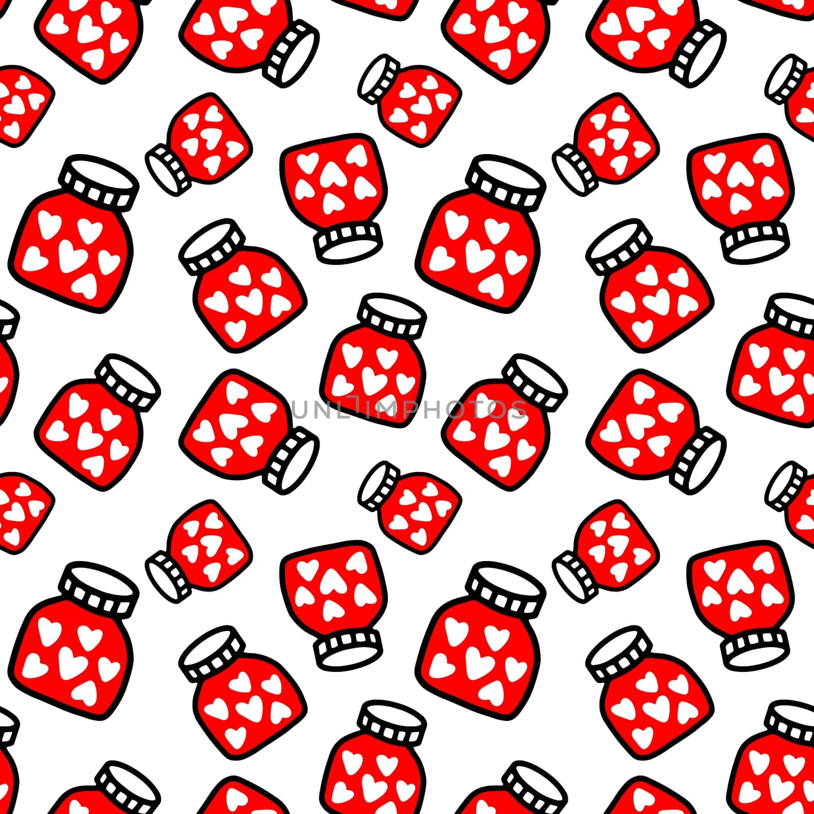 Seamless pattern of Jars with heart. Pattern for Valentines day