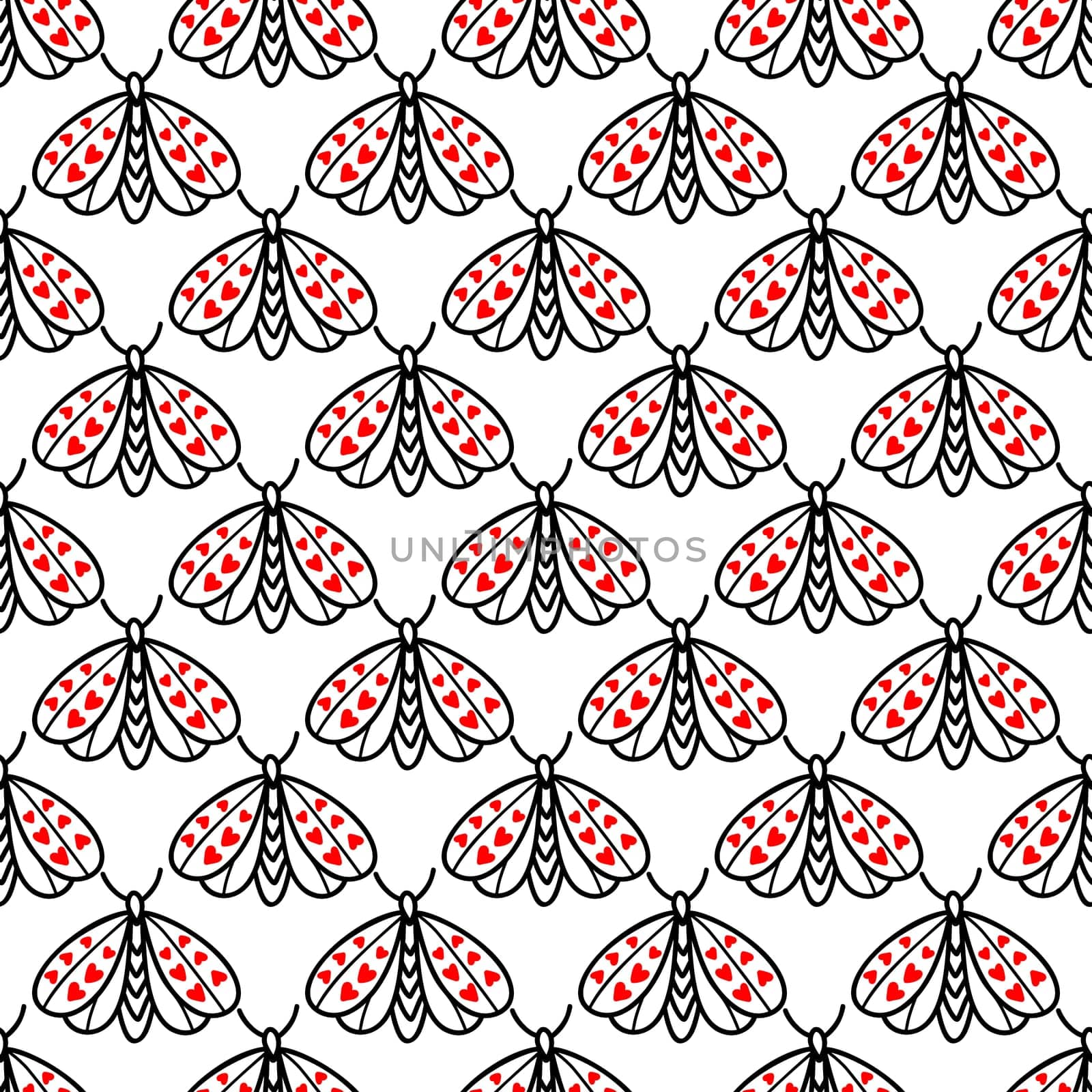 monochrome seamless background with butterflies illustration