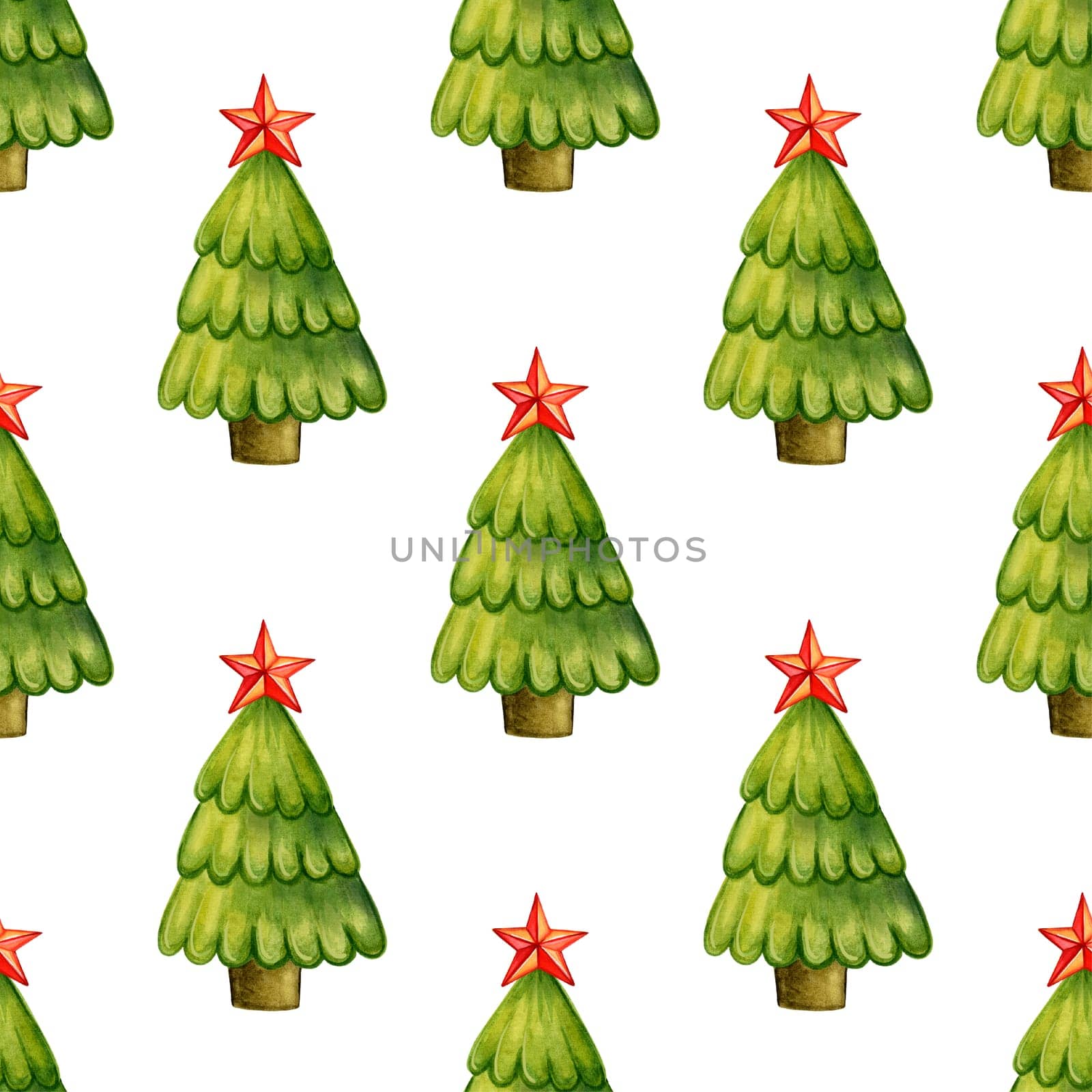 Seamless pattern of Christmas trees with star. Christmas pattern