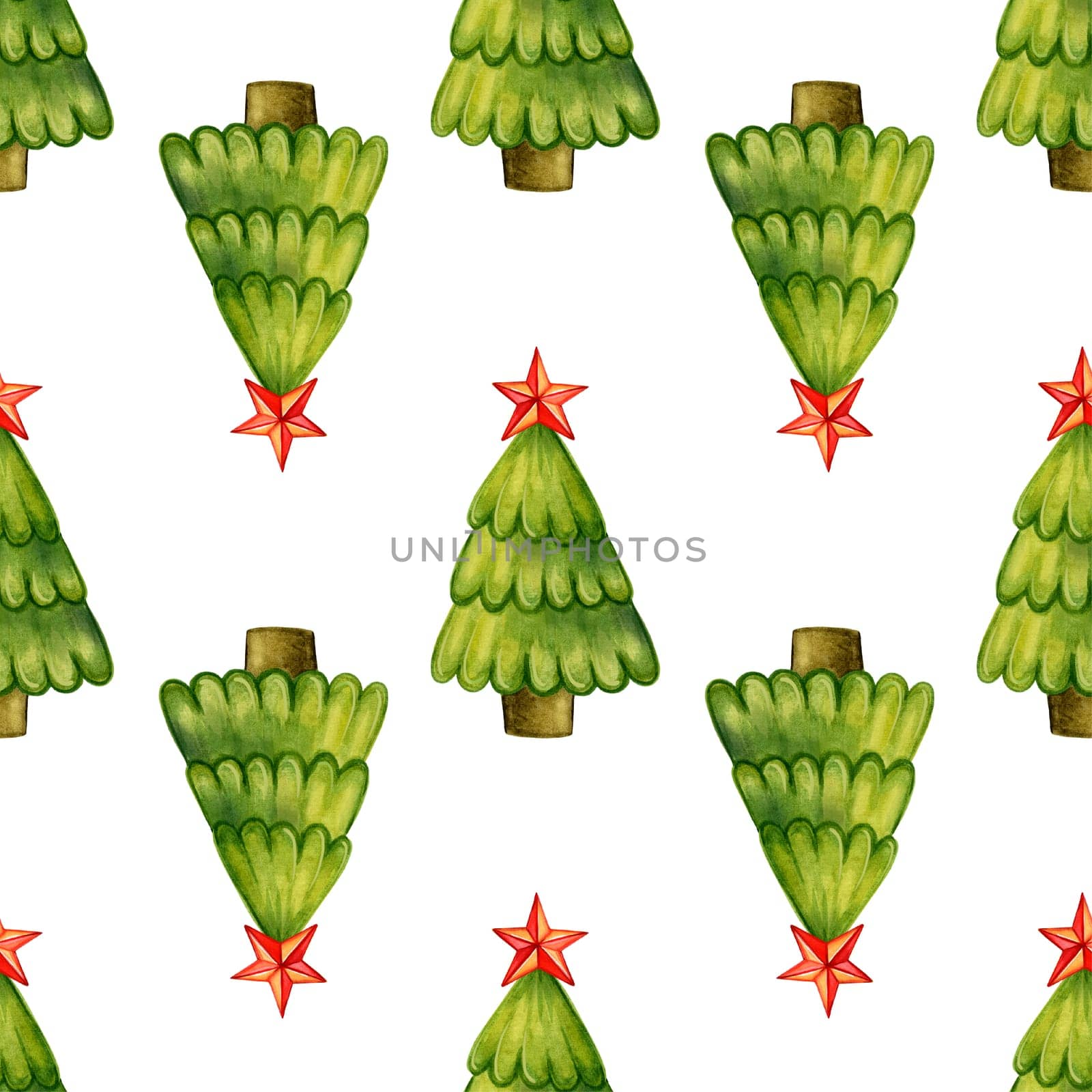 Seamless pattern of Christmas trees with star. Christmas pattern