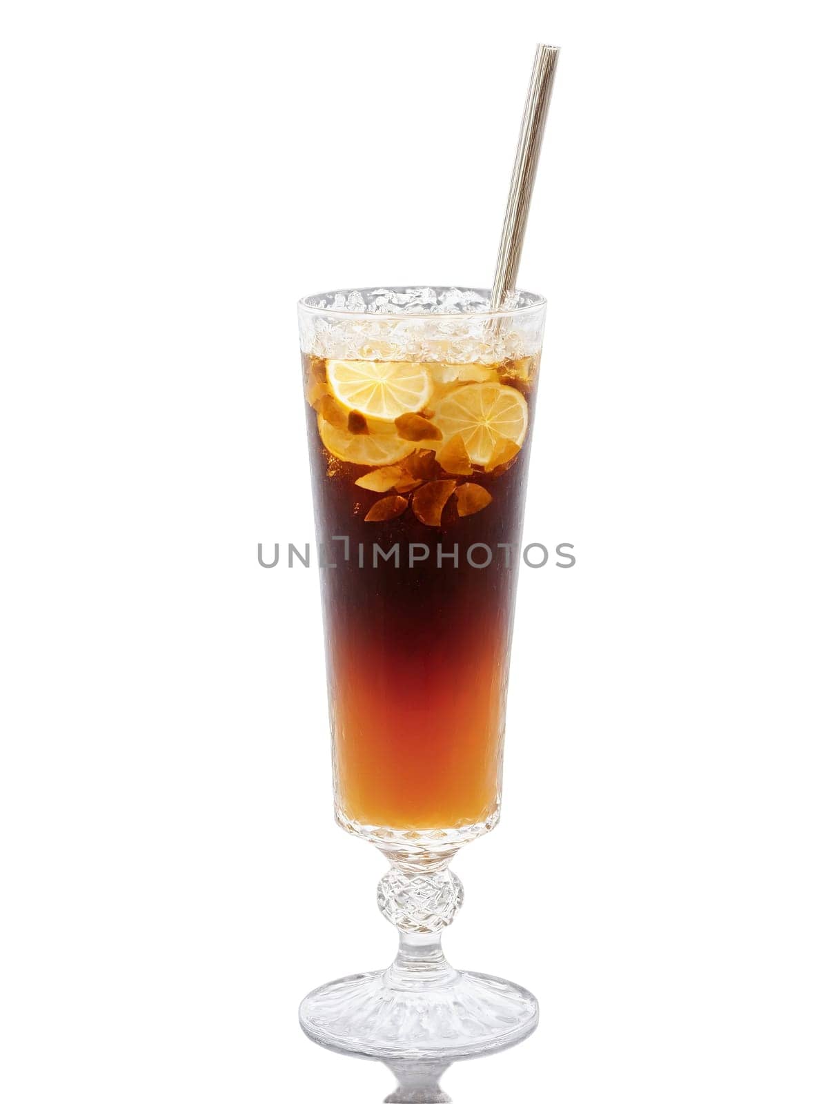 Fo ti root tea tall glass reddish brown slices longevity tonic he shou wu. Drink isolated on transparent background.