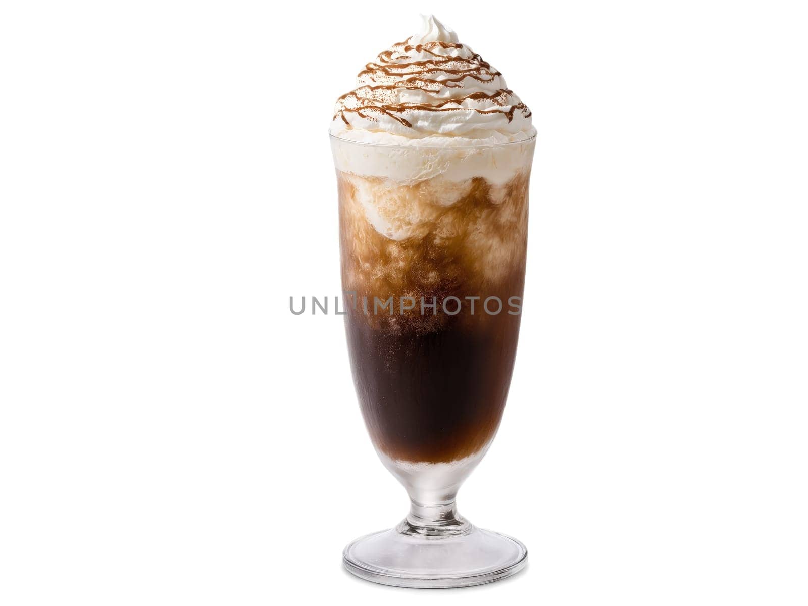 Root Beer Float creamy root beer float made with vanilla ice cream and root beer. Food isolated on transparent background.