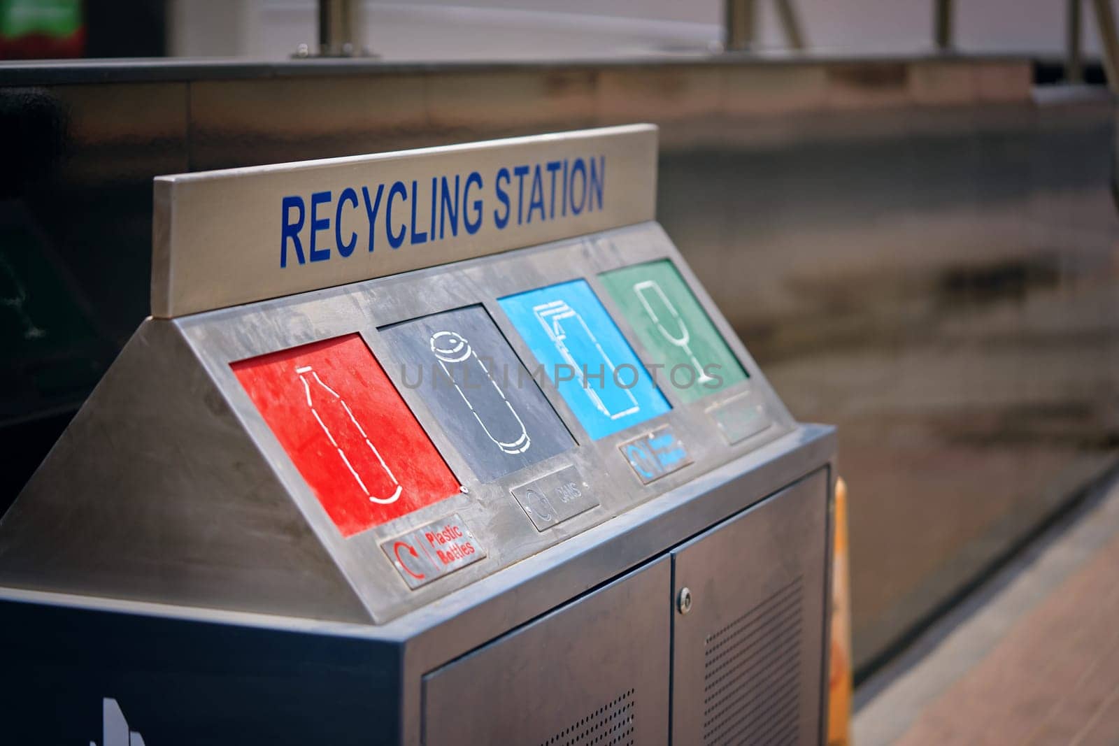 Contemporary waste bins designed for effective segregation, facilitating separate collection and streamlined garbage recycling management.