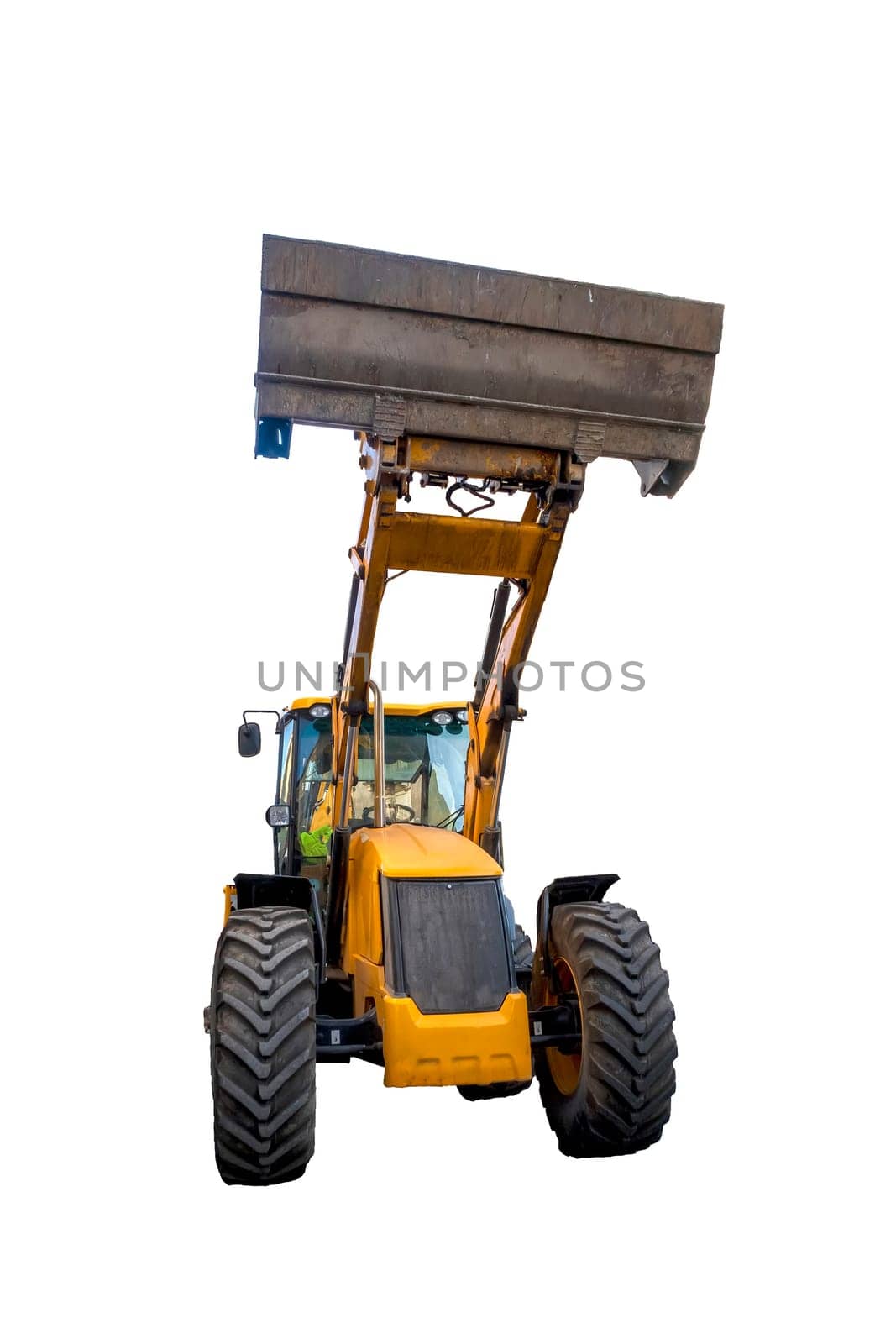Loader excavator construction machinery equipment isolated on white