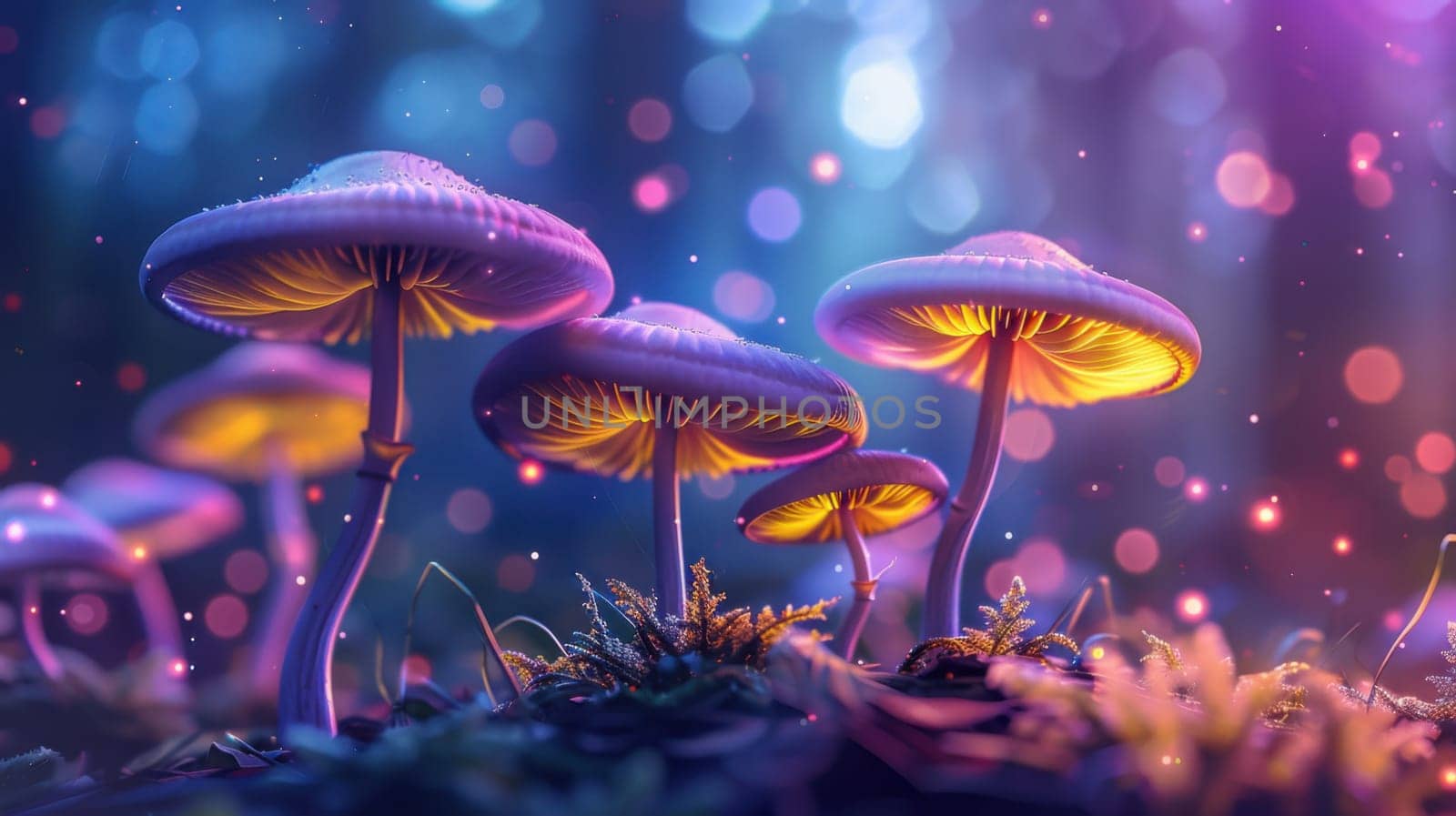 Magical mushrooms fantasy background