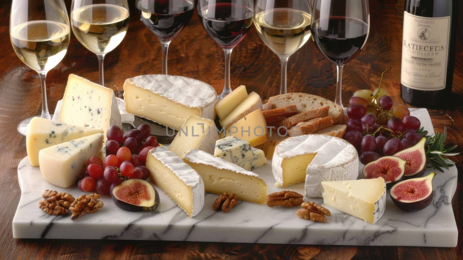 Cheese board featuring a variety of artisan cheeses