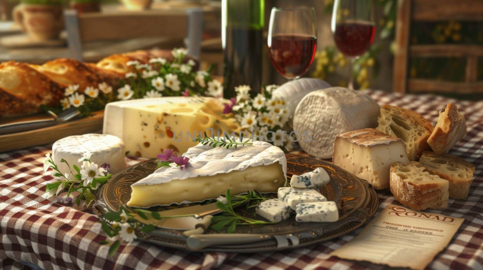 Cheese board featuring a variety of artisan cheeses