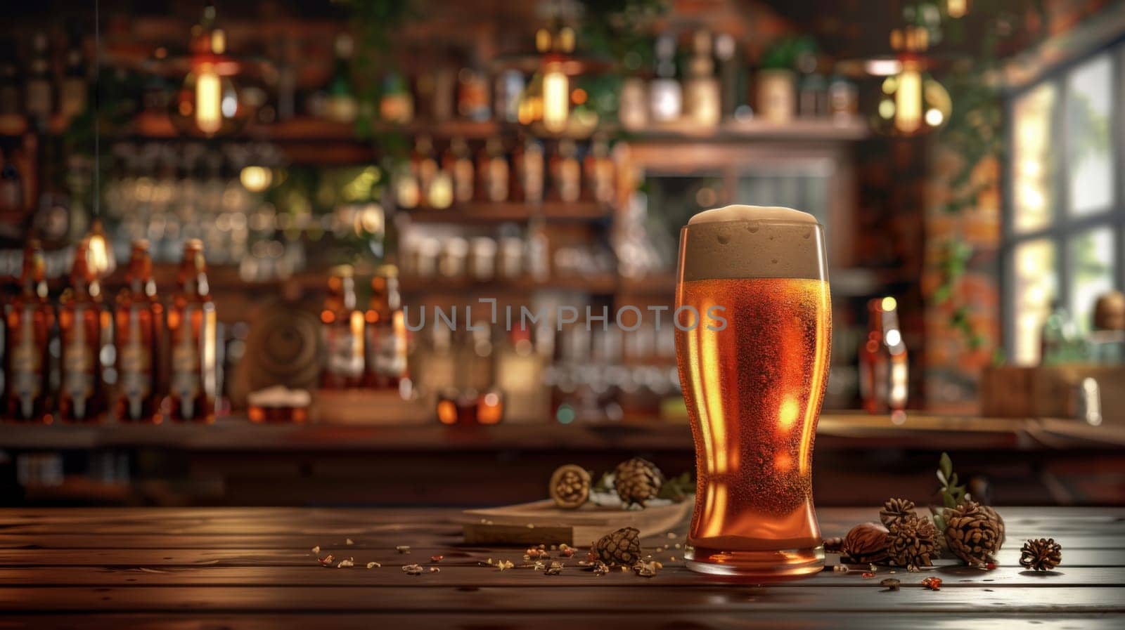 Craft beer background with bottle