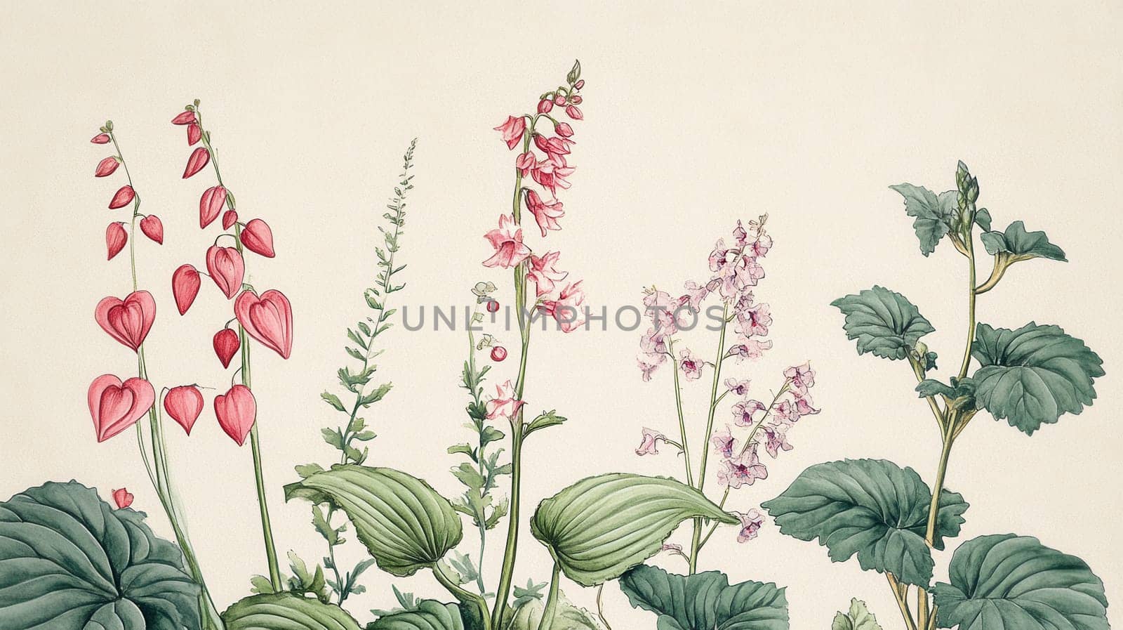 Detailed botanical watercolor illustration on light