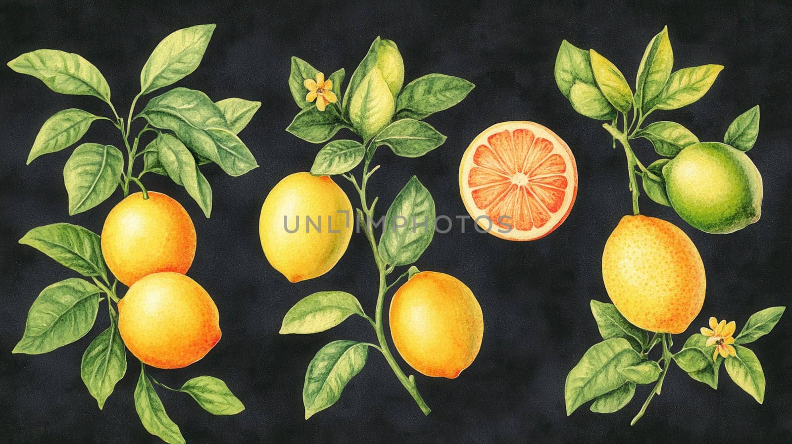 Detailed botanical drawing showcasing Lemon