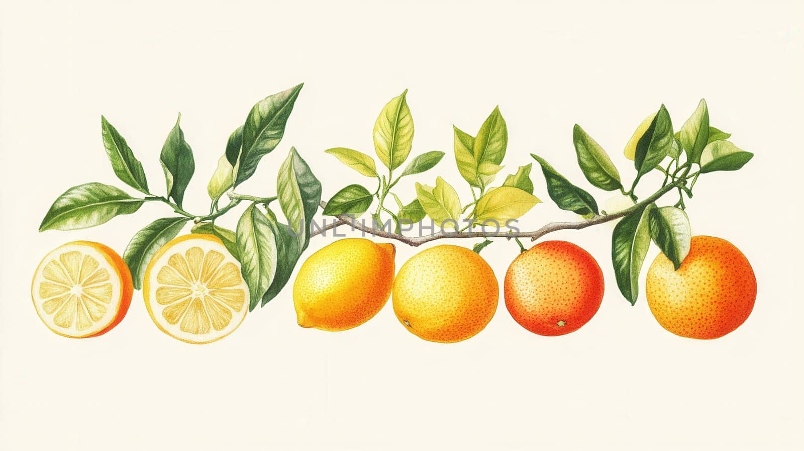 Detailed botanical drawing showcasing Lemon