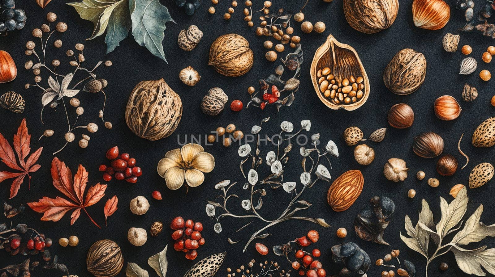 Detailed botanical drawing of vegetable harvest