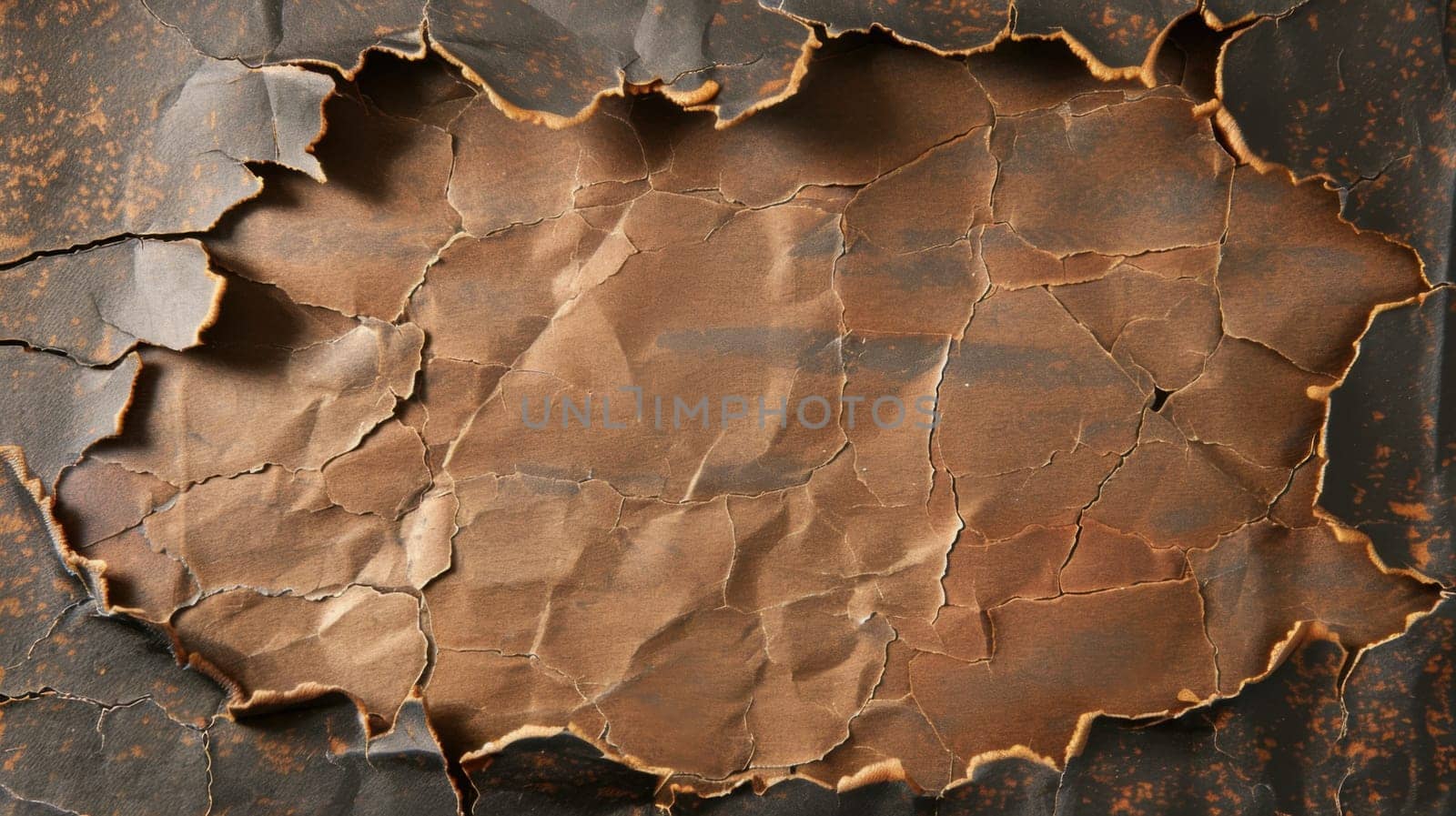 Brown burnt paper damaged by fire