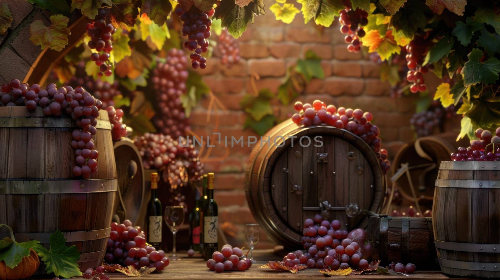 Wine and Harvest Festival Background with grapes