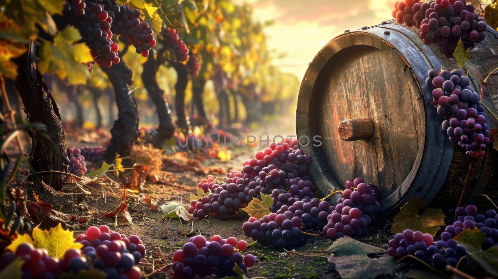 Wine and Harvest Festival Background with grapes