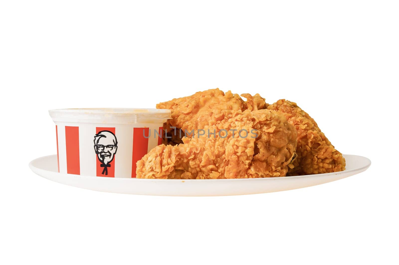 Bangkok, Thailand  August 01, 2022 KFC Chicken, Kentucky Fried Chicken with brand logo, fast food isolated on white background with clipping path. by pamai